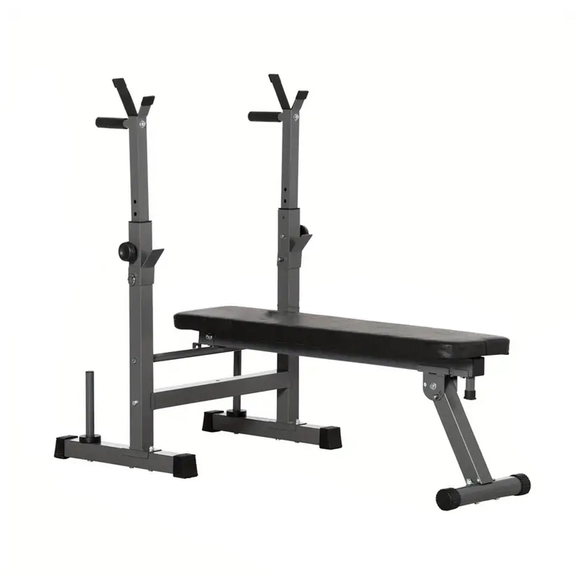 Foldable Adjustable Weight Bench with Barbell Rack & Dip Station – Heavy Duty Steel Frame for Full-Body Strength in Home Gym Spaces