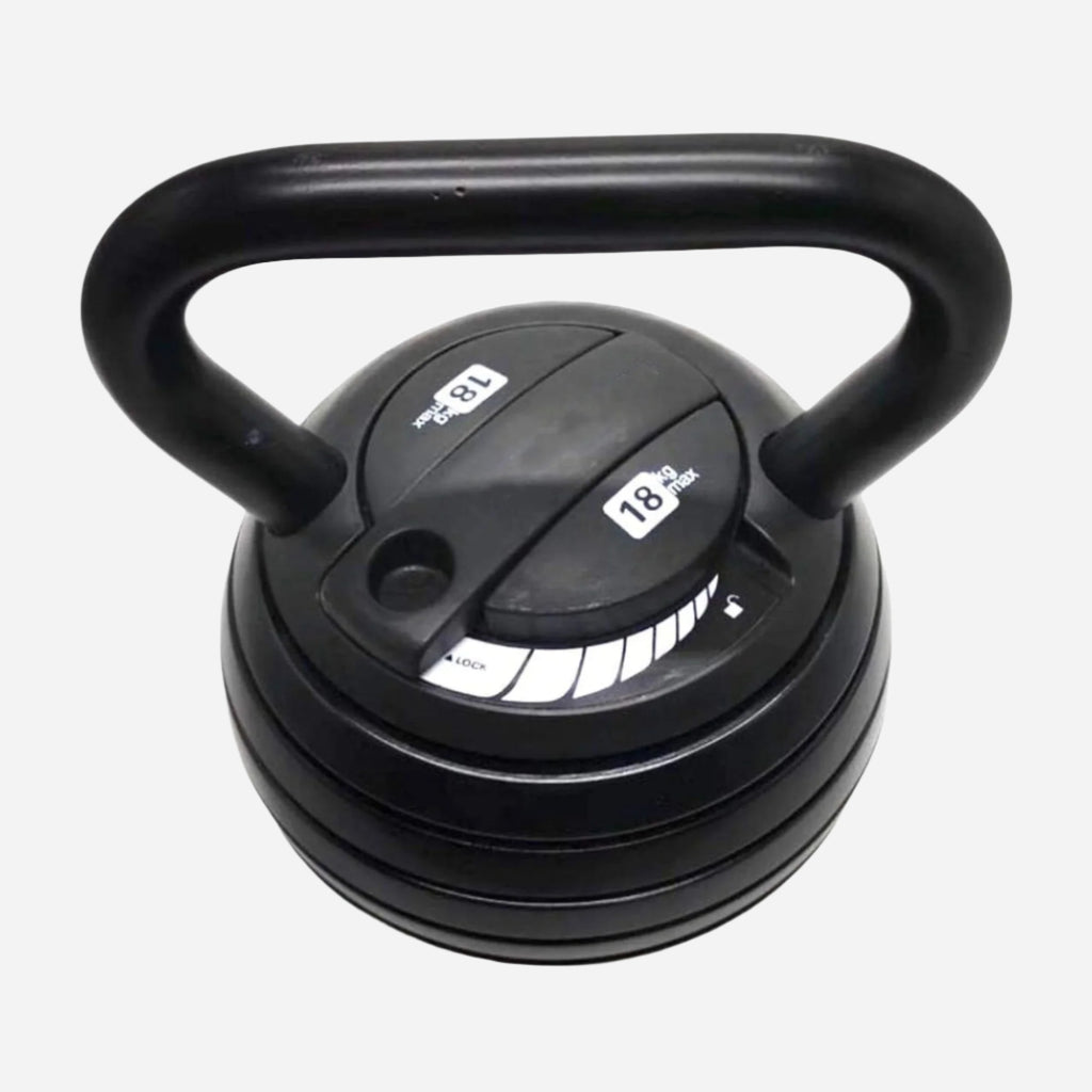 Adjustable Kettlebell 18 Kg | Heavy-Duty Cast Iron with Quick-Lock | Full-Body Strength & Endurance Training | Compact Home Gym Fitness Equipment