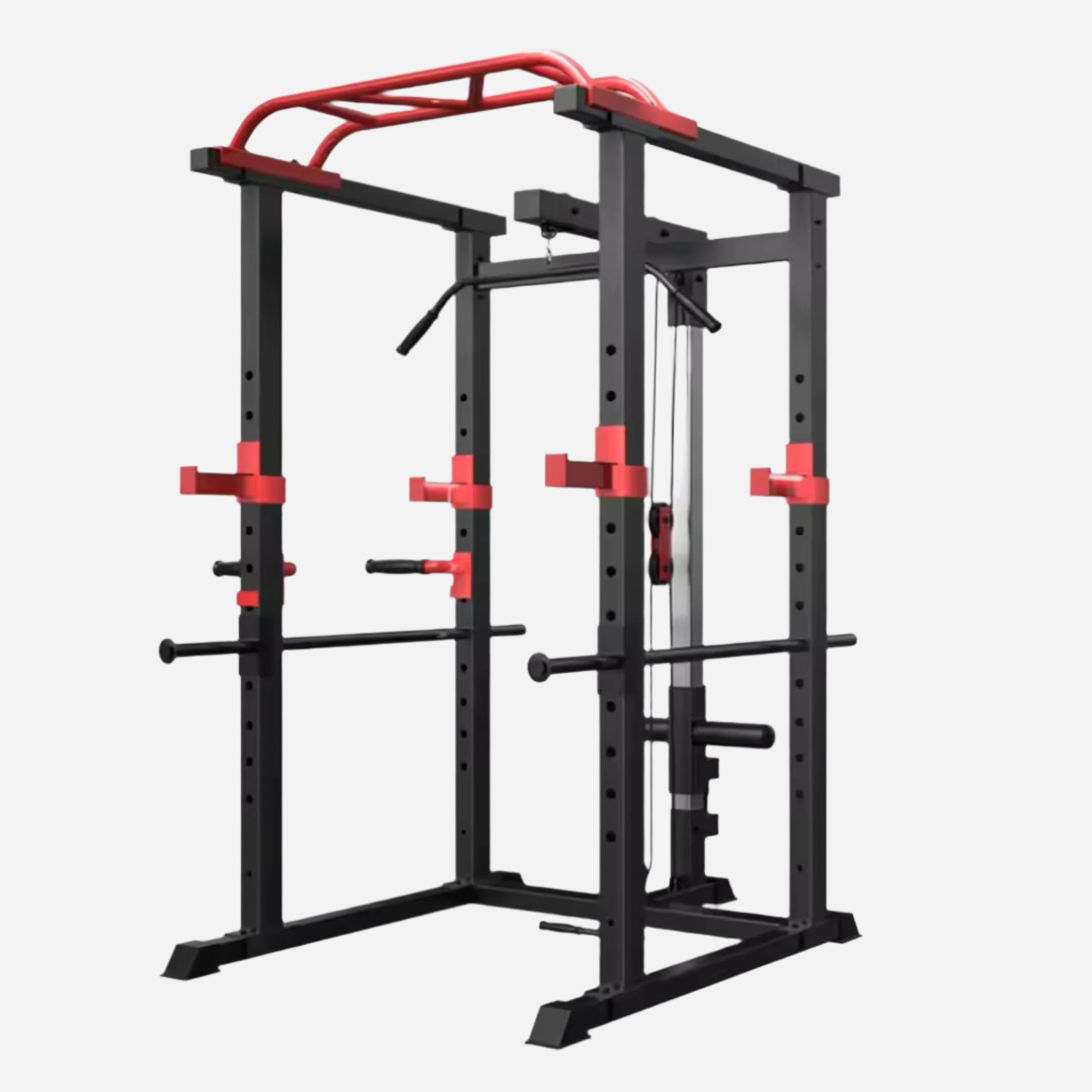 Multi-Function Power Cage with Adjustable Cable Pulley System | Heavy-Duty Steel Rack for Full-Body Strength Training | Ideal for Home Gyms