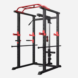Multi-Function Power Cage with Adjustable Cable Pulley System | Heavy-Duty Steel Rack for Full-Body Strength Training | Ideal for Home Gyms