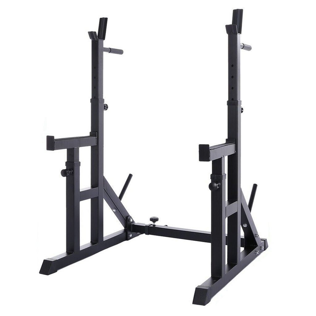 400kg Load Capacity Adjustable Squat & Bench Press Rack 2.0 – Heavy Duty Steel Frame, Multi Position & Safety Spotters for Home Gym Workouts