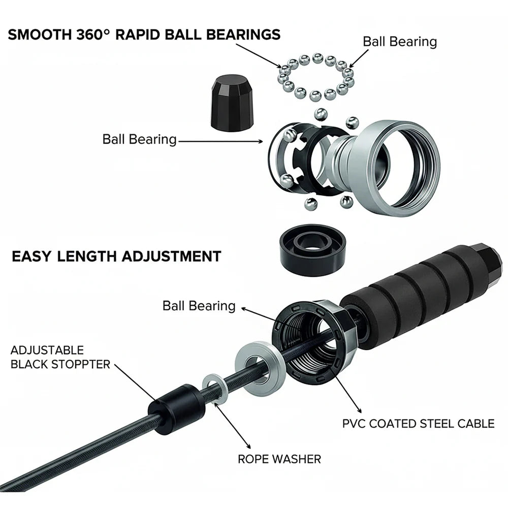 High-Speed Jump Rope – Adjustable Length, Tangle-Free Design, and Durable Build for Intense Cardio, Fat Burning & Home Fitness Workouts in Any Space