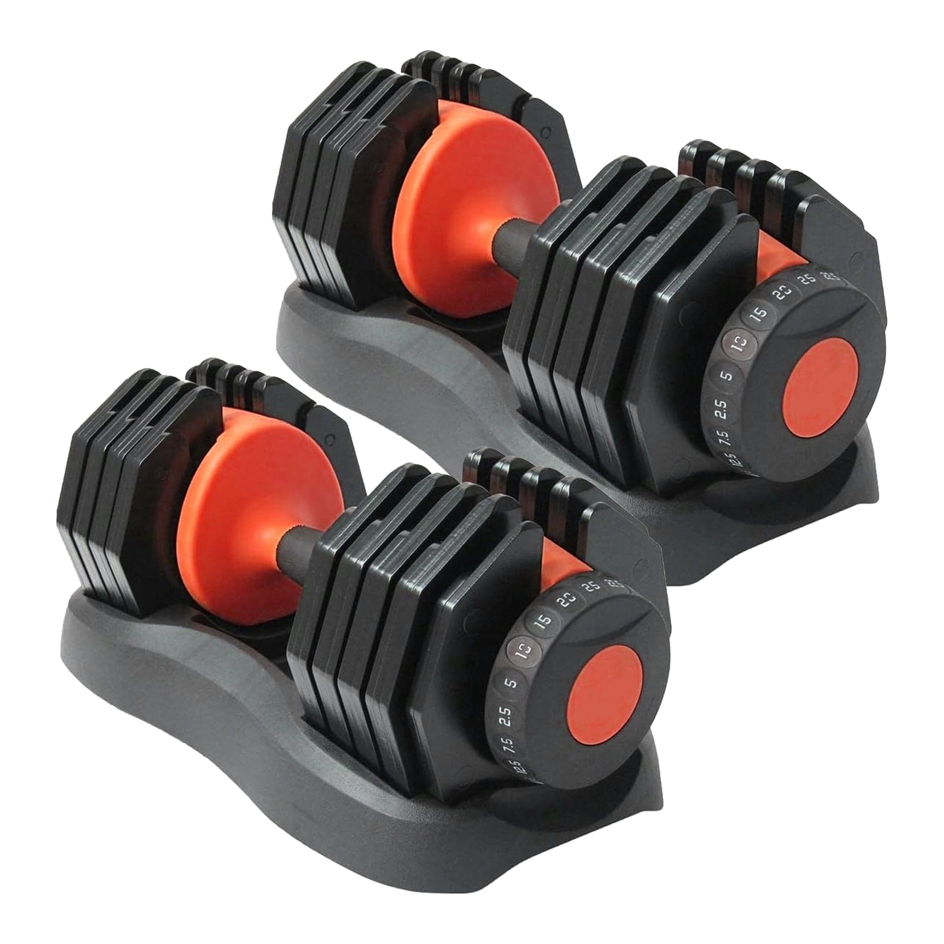 Premium Adjustable Dumbbells 25kg Pair – 10-in-1 Dial System, Anti-Slip Grip, Safety Lock | Ideal for Compact Home Strength Training