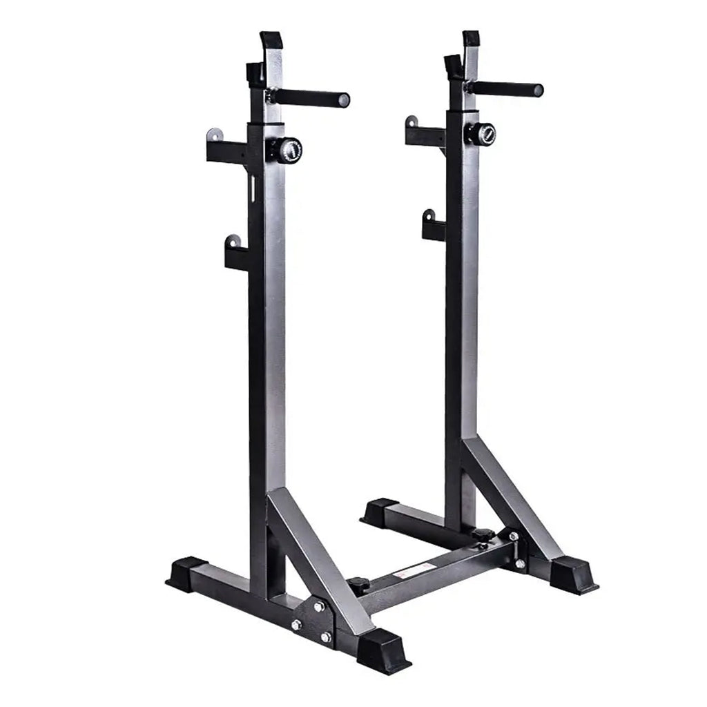 Heavy‑Duty Adjustable Half Squat Rack with Dip Station & Spotters, Reinforced Steel, 200 kg Capacity – Perfect for Home Gym Strength Training & Compact Spaces