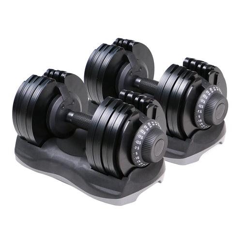 12-in-1 Adjustable Dumbbells Pair 32.5 kg – Compact Dial-Select Weights with Rubber Grip for Full-Body Home Workouts