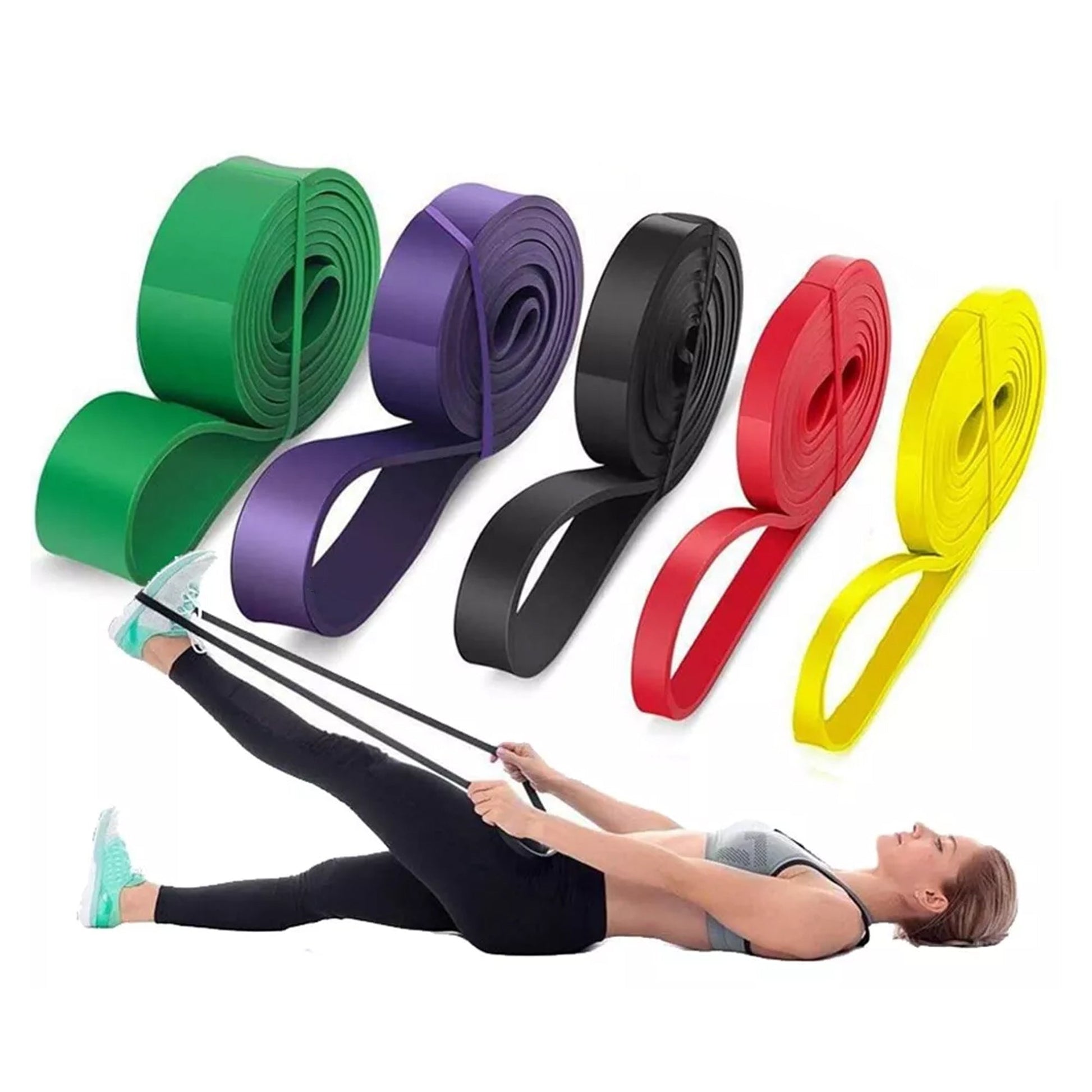 Exercise Resistance Bands – 5-Level Latex Set for Stretching, Pull-Up Support, Powerlifting & Total Body Fitness at Home