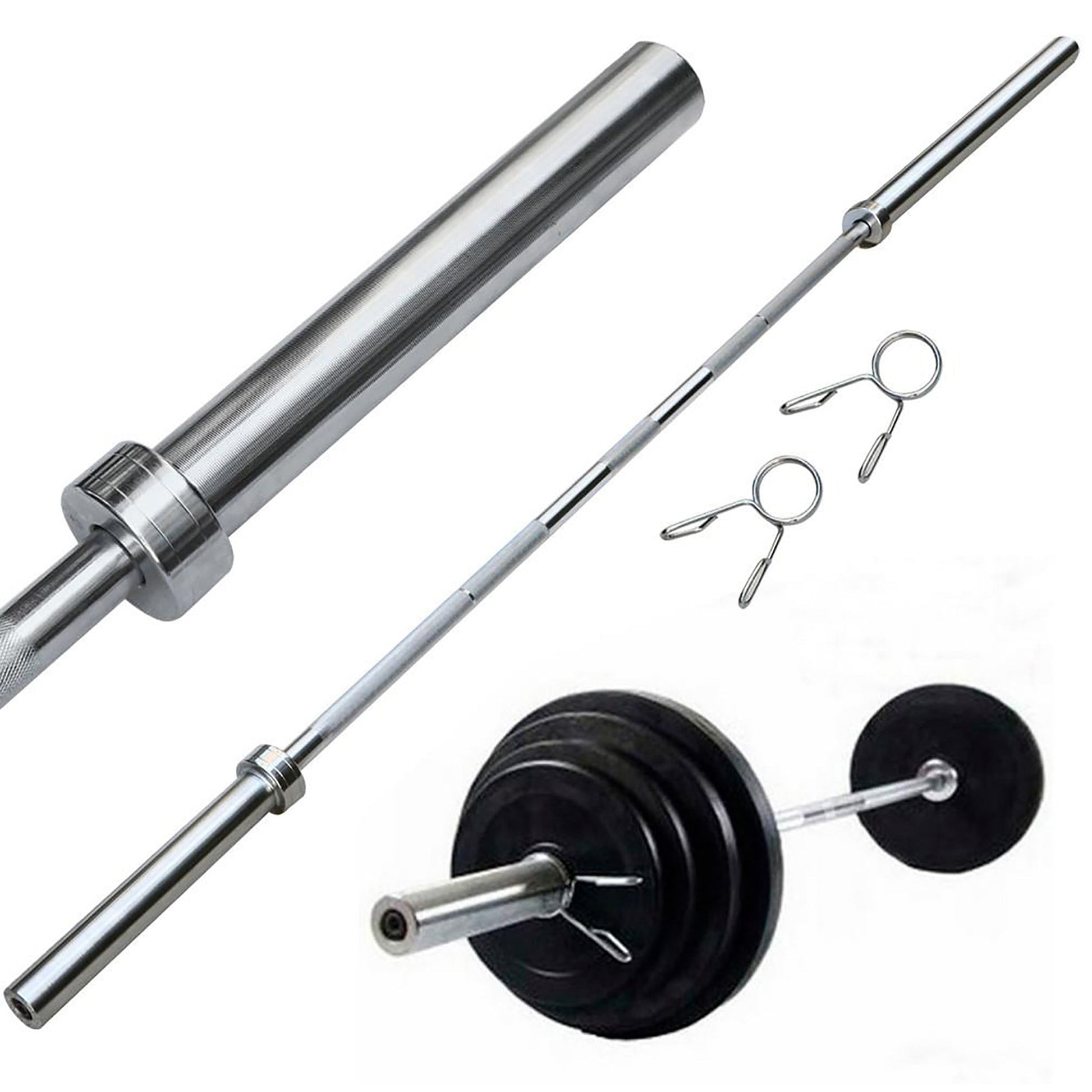 Premium Olympic Weightlifting Barbell – 4ft/5ft/6ft/7ft, Solid Chrome Steel 2" Barbell, Includes Spring Collars, Built for Squats, Bench, and Deadlifts in Home Gyms