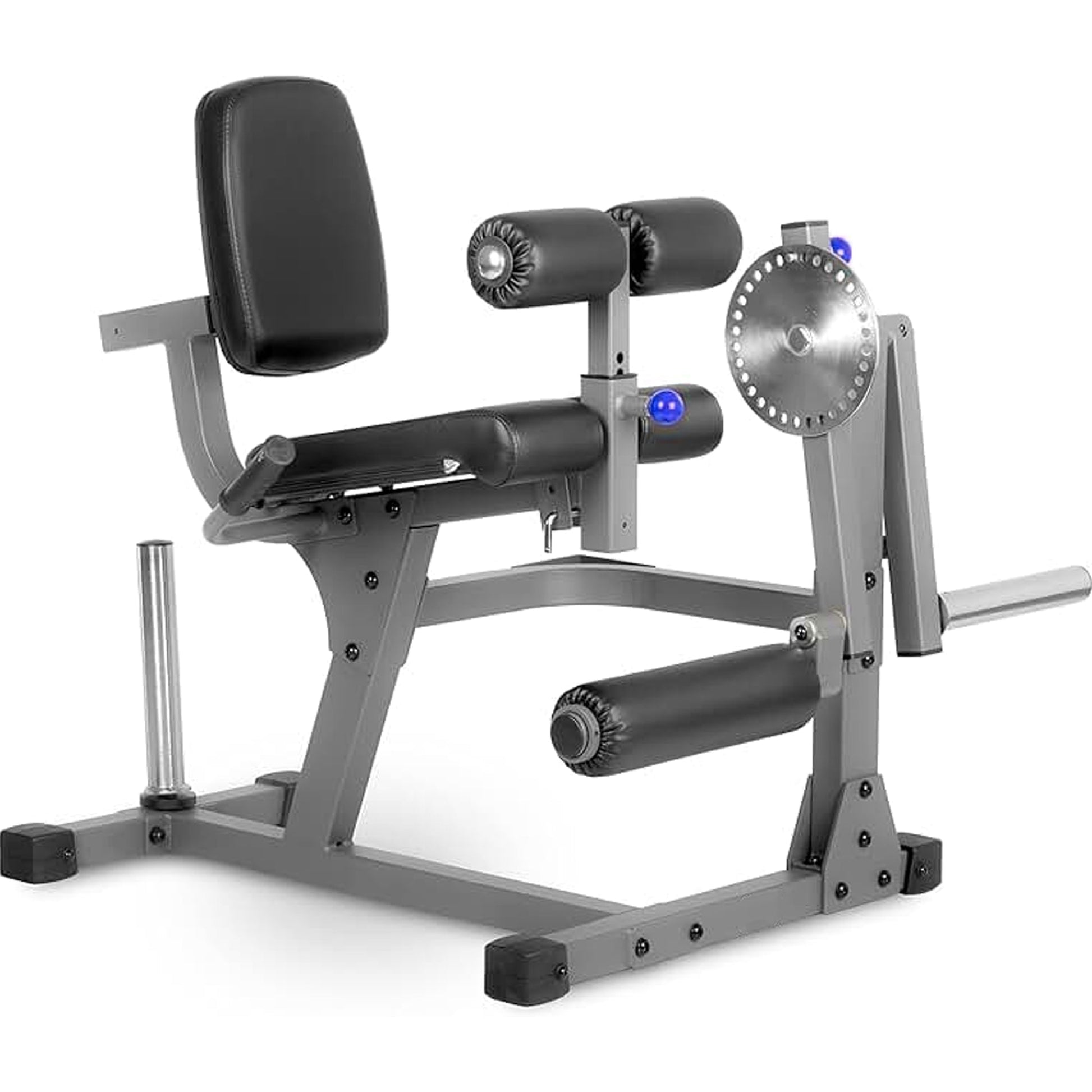 Plate‑Loaded Leg Extension & Curl Machine, Steel Frame with Adjustable Seat & Backrest, Padded Rollers, Heavy‑Duty Home Gym Quad‑Hamstring Isolator