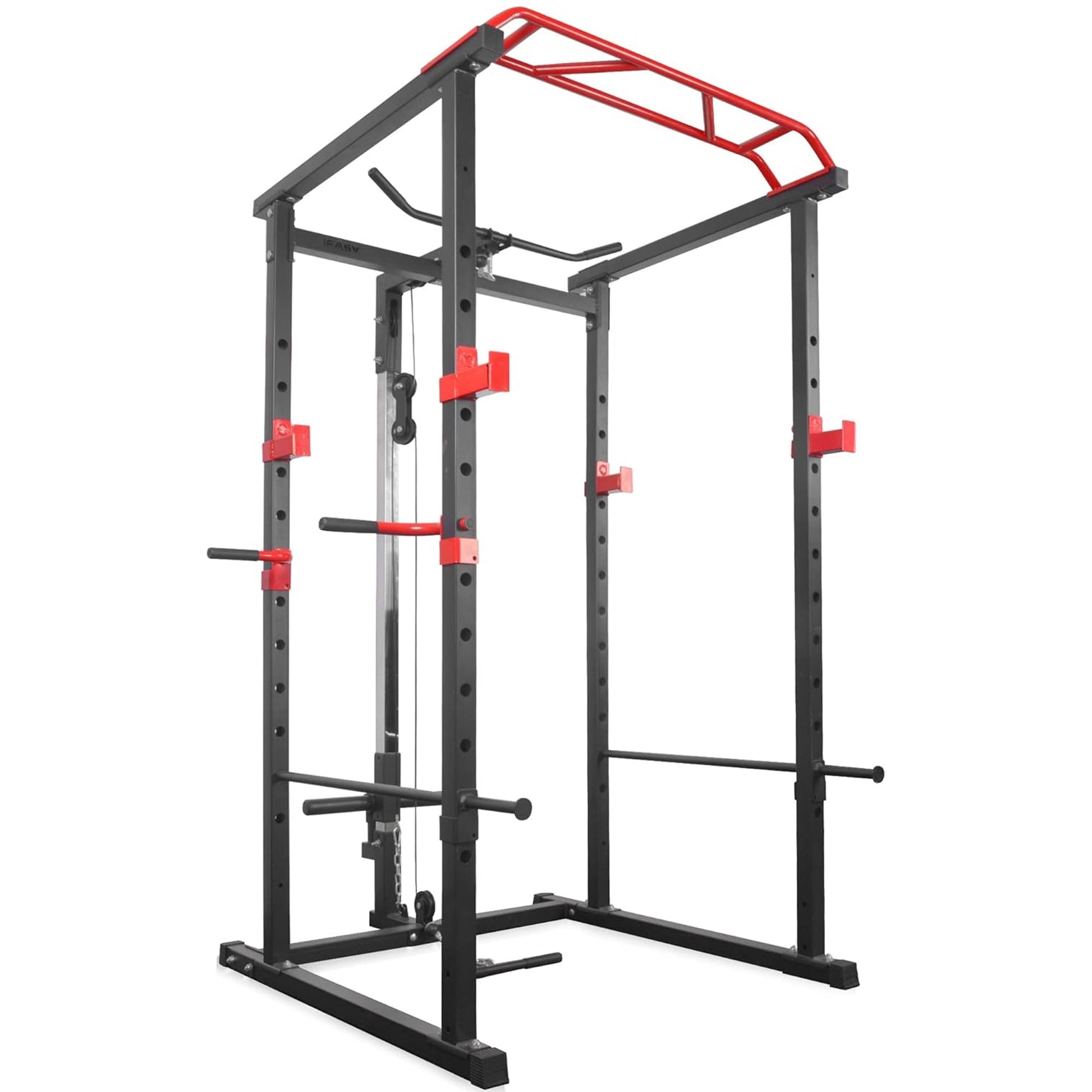 Multi-Function Power Cage with Adjustable Cable Pulley System | Heavy-Duty Steel Rack for Full-Body Strength Training | Ideal for Home Gyms