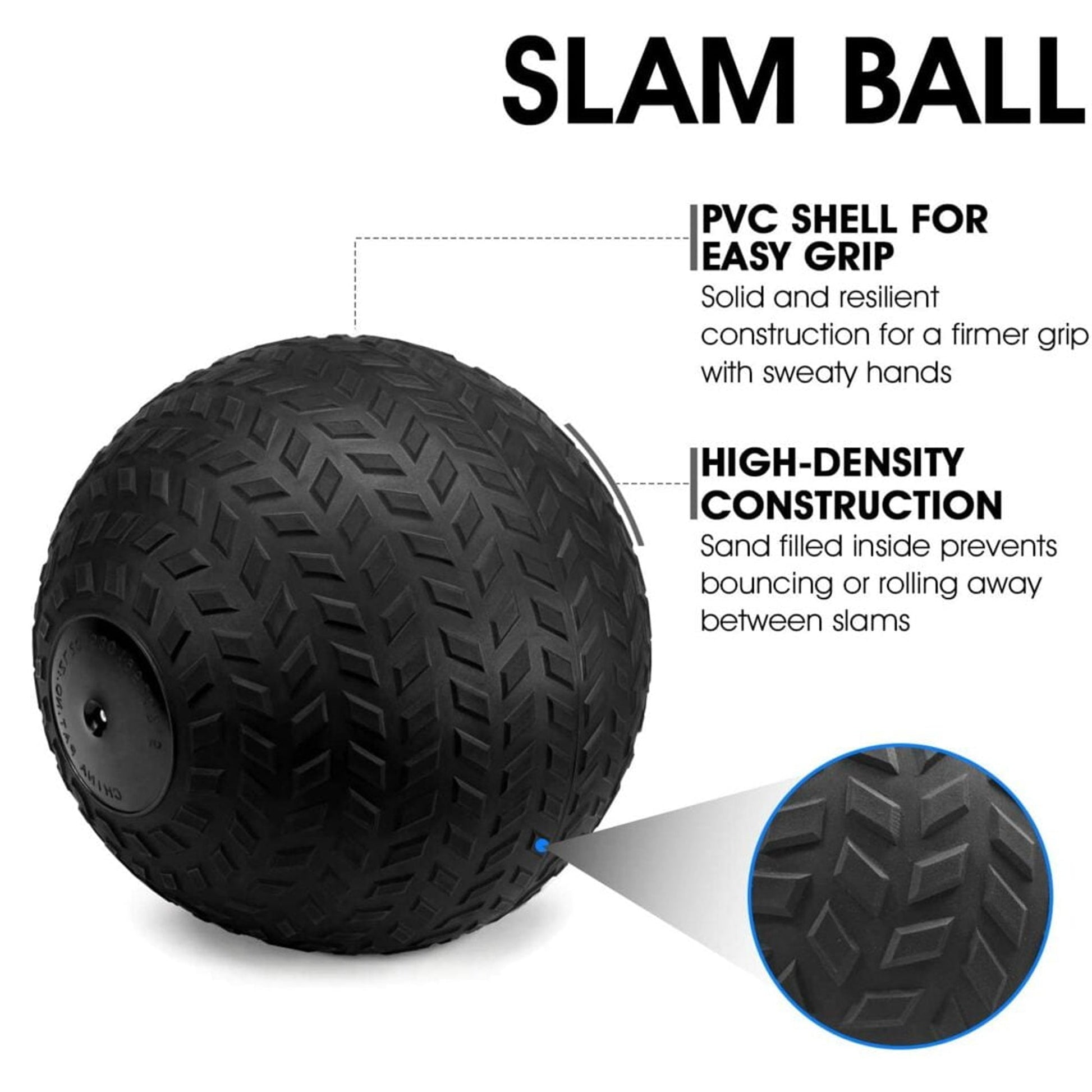 Smash-Proof Slam Ball – Textured Rubber, No‑Bounce Power Ball for Core & Strength Workouts, Durable Grip Training Gear for Home & Garage Gyms