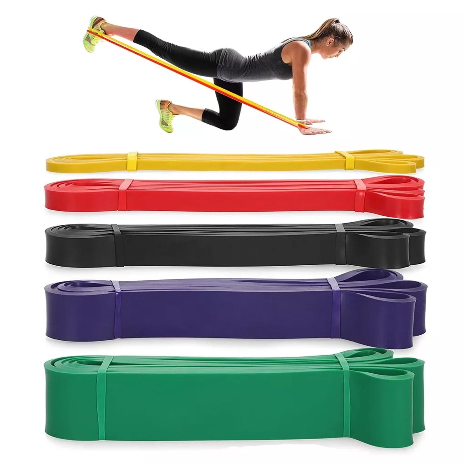 Exercise Resistance Bands – 5-Level Latex Set for Stretching, Pull-Up Support, Powerlifting & Total Body Fitness at Home