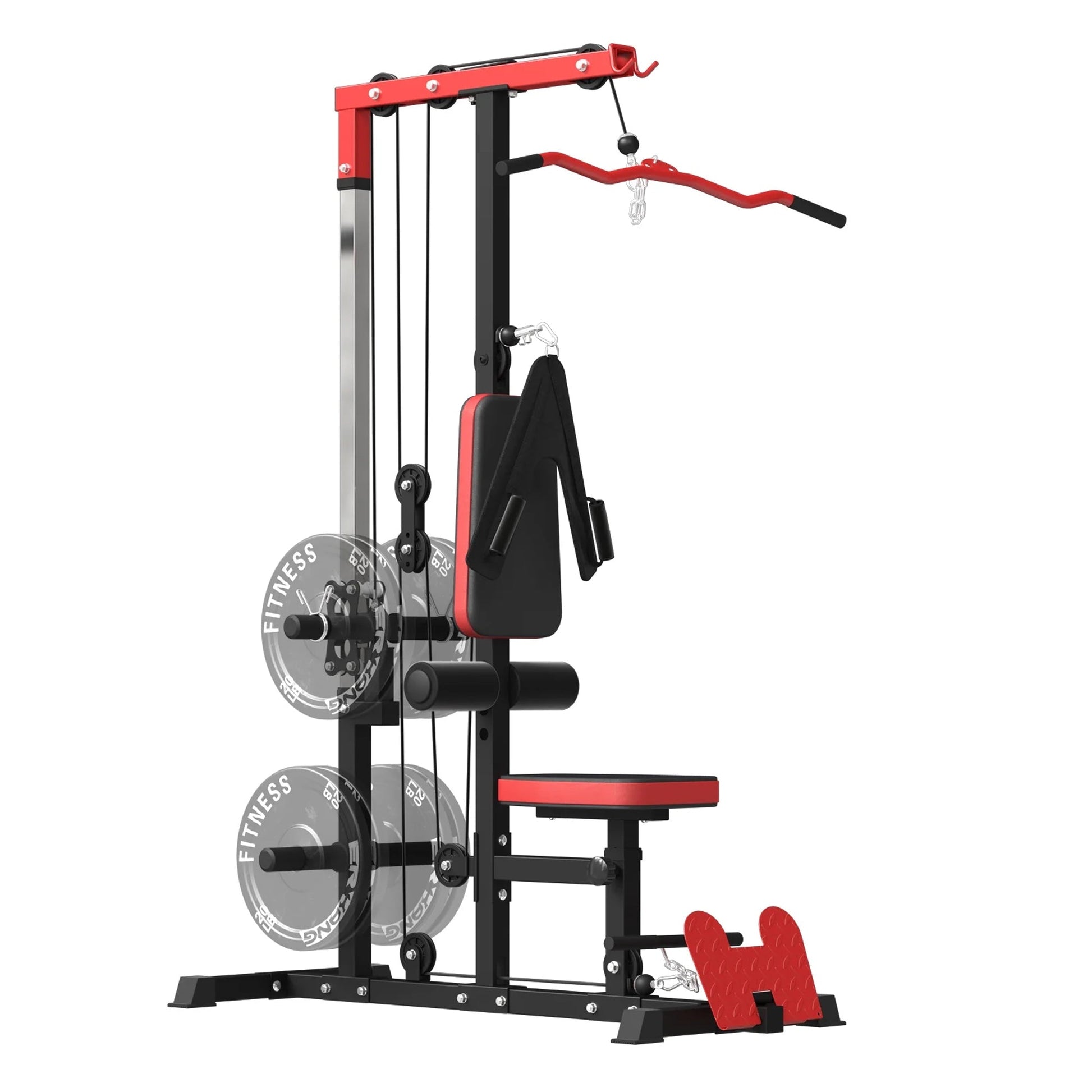 Elevate Strength Training with Lat Pulldown & Pulley Machine - Heavy Steel Build, Adjustable Seat - Versatile Cable System for Home Gym Fitness