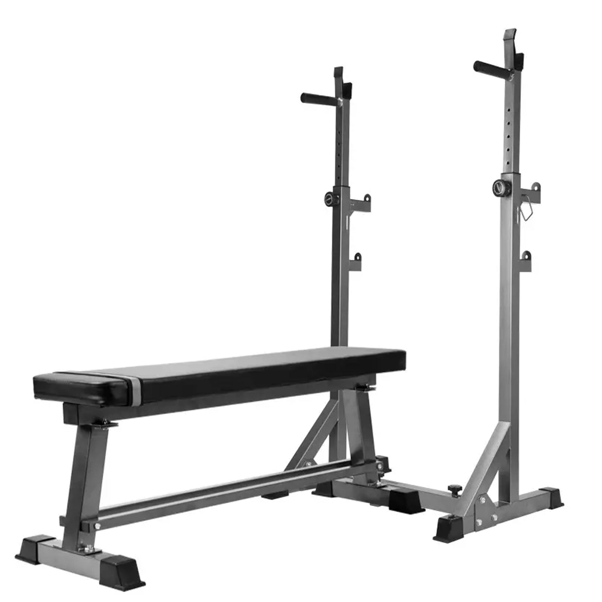 Heavy‑Duty Adjustable Half Squat Rack with Dip Station & Spotters, Reinforced Steel, 200 kg Capacity – Perfect for Home Gym Strength Training & Compact Spaces