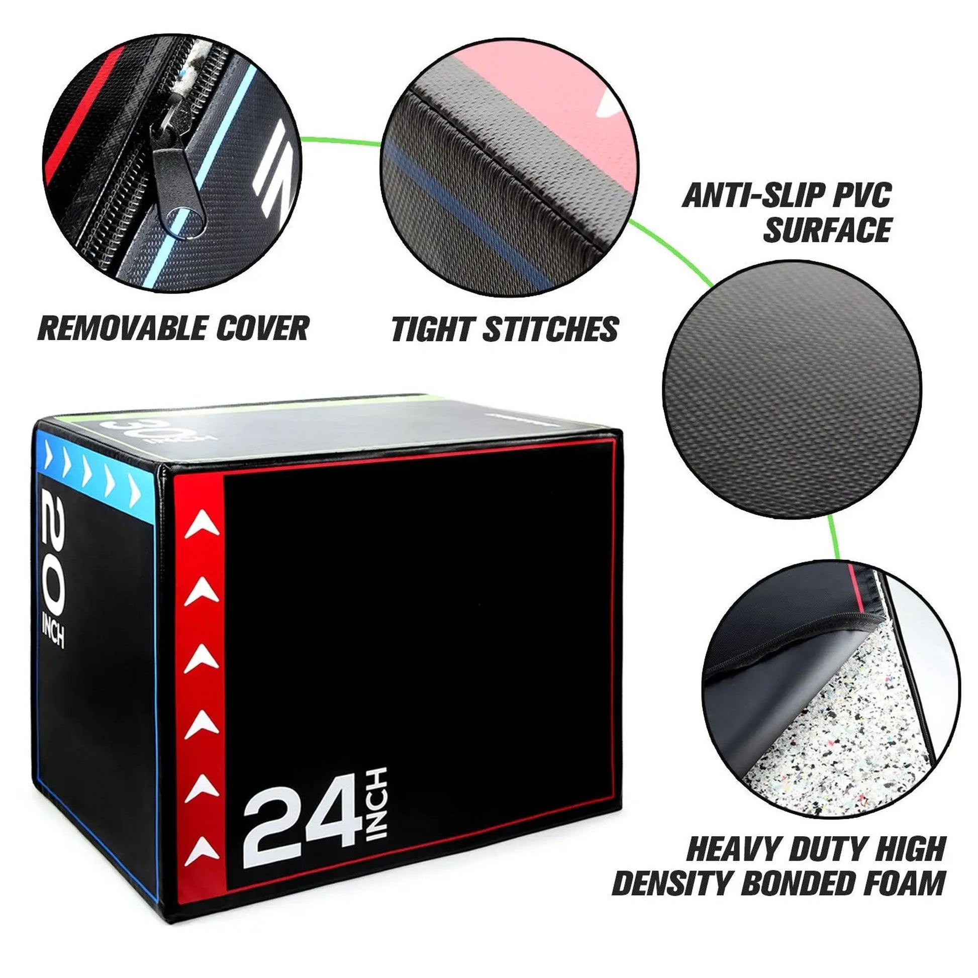 3‑in‑1 Soft Plyometric Jump Box – Non‑Slip EVA Foam – Adjustable Heights for Strength & Cardio · Home Gym Training