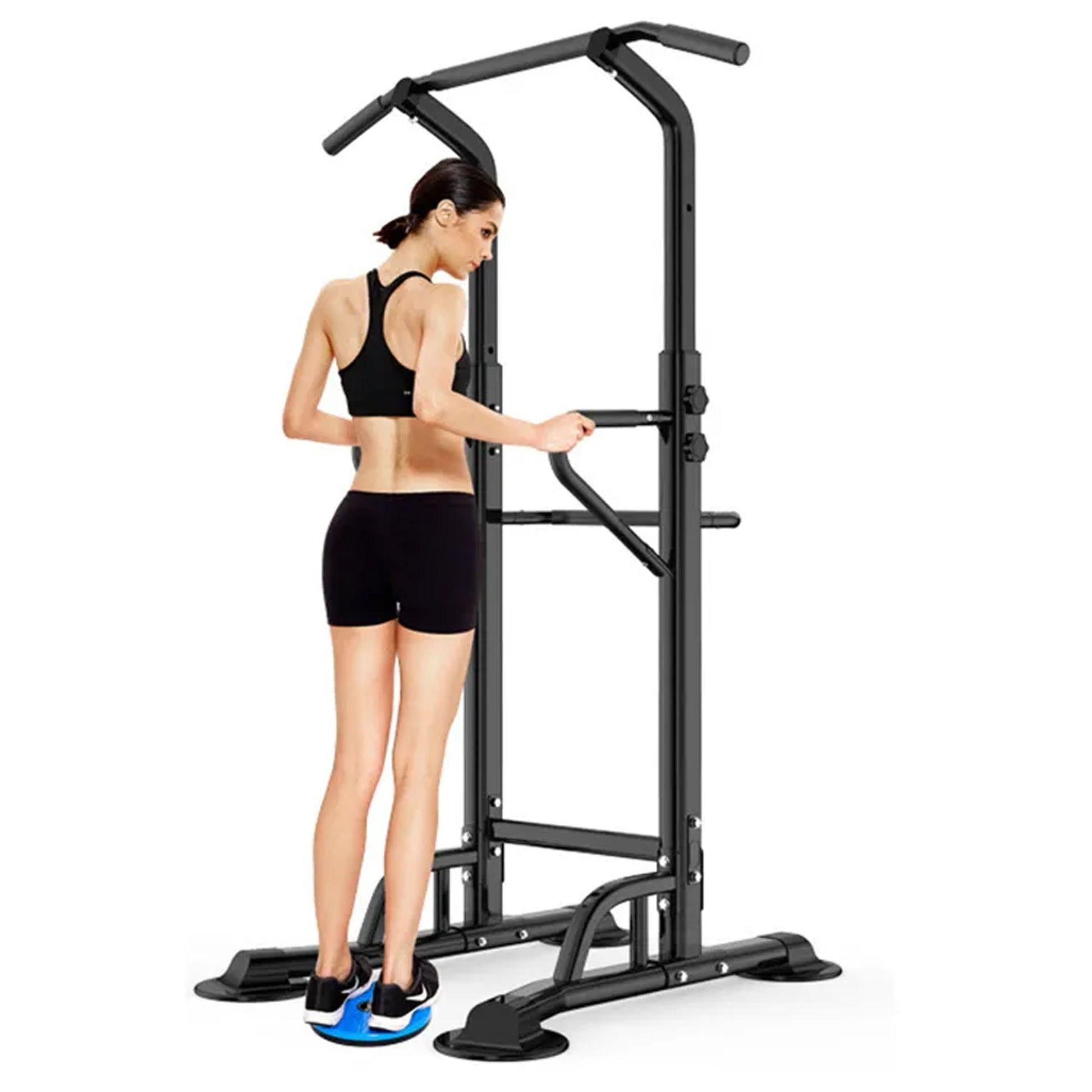 Compact Pull-Up & Dip Tower – Durable Steel Build, Adjustable Height, Cushioned Rests for Upper Body Training at Home
