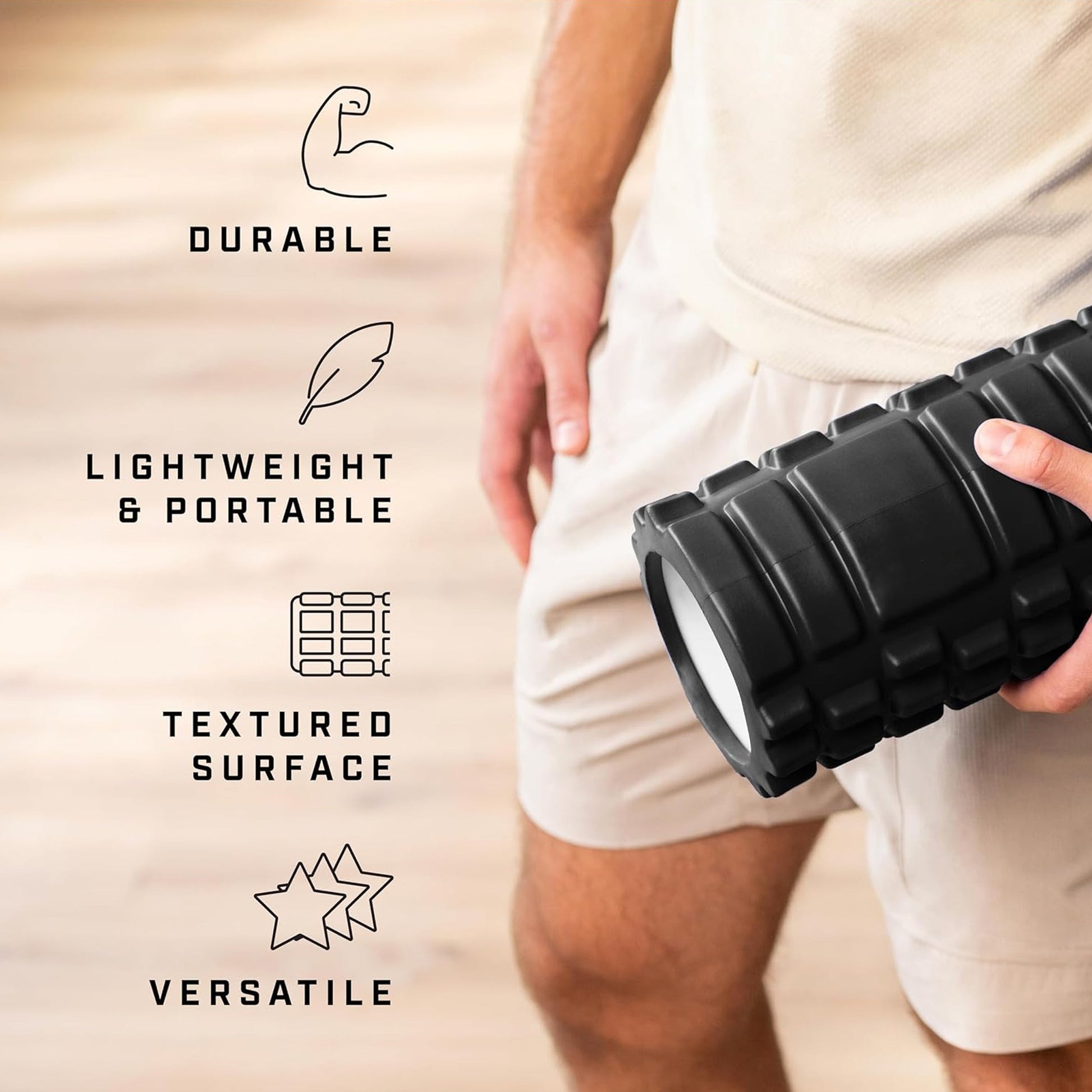 Lightweight EVA Foam Roller – Textured Deep‑Tissue Massage, Muscle Recovery & Back Pain Relief for Home Gym, Portable & Durable