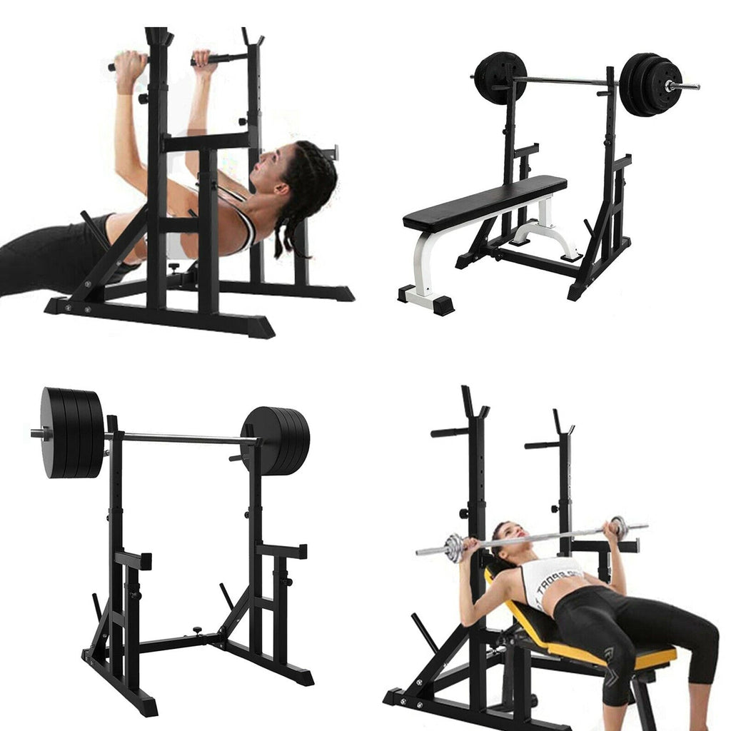 Elevate Home Workouts with a Heavy-Duty Barbell Stand | Adjustable Rack for Squats, Bench Press, Dips & More | Built-In Spotters for Strength Training Support