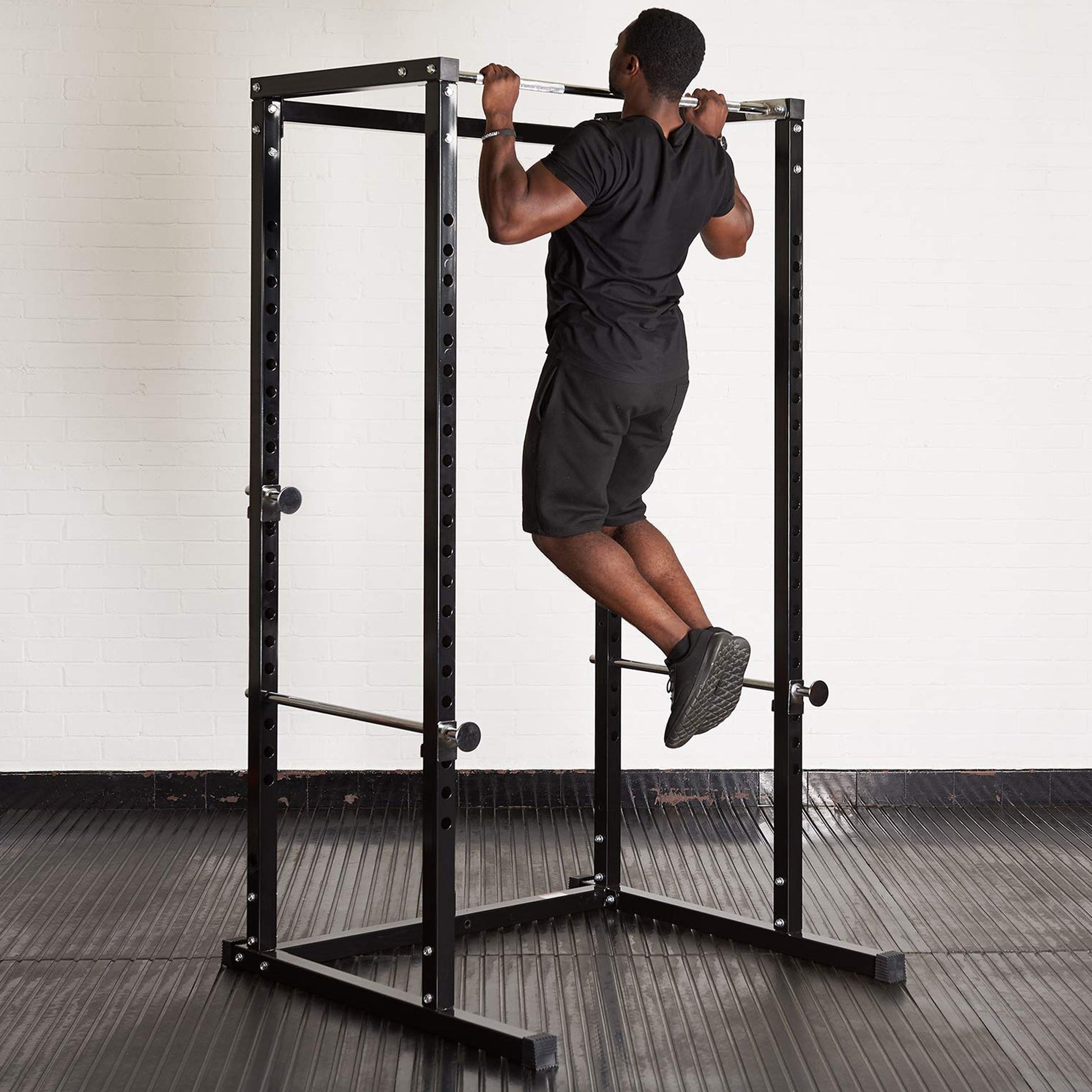 Heavy-Duty Steel Power Rack with Pull‑Up Bar & Adjustable J‑Hooks for Squats, Bench & Full‑Body Training – Commercial‑Grade Home Gym Cage