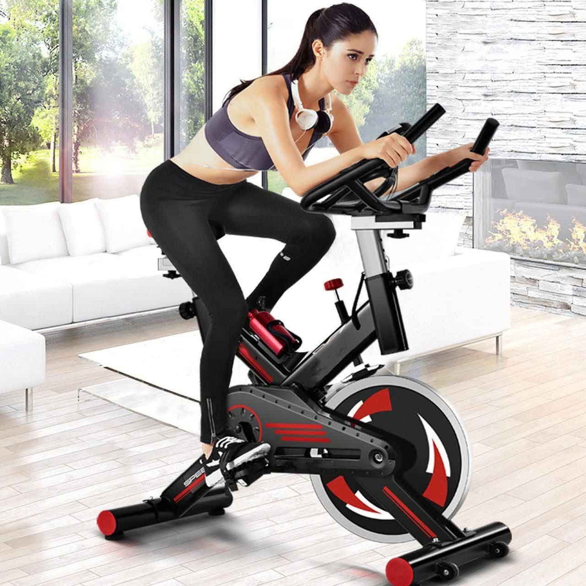 Quiet Magnetic Resistance Spin Bike – Belt‑Drive Exercise Bike with LCD, Tablet Holder, Adjustable Seat for Home Fitness