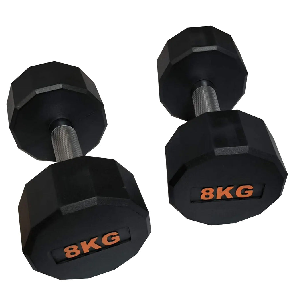 Hex Dumbbells with Rubber Coating, Anti-Roll Design, Knurled Grip for Strength Training – Space-Saving Free Weights for Home Gym and Studio Use