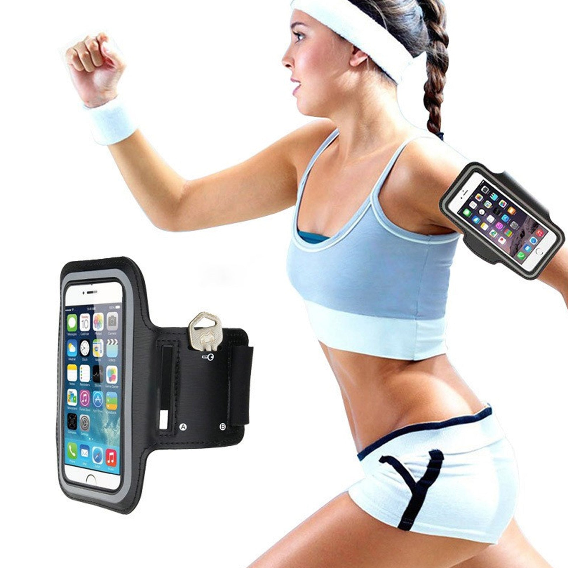 Waterproof Sports Armband Phone Holder – Reflective Running Band with Elastic Fit for Devices Up to 7.0”