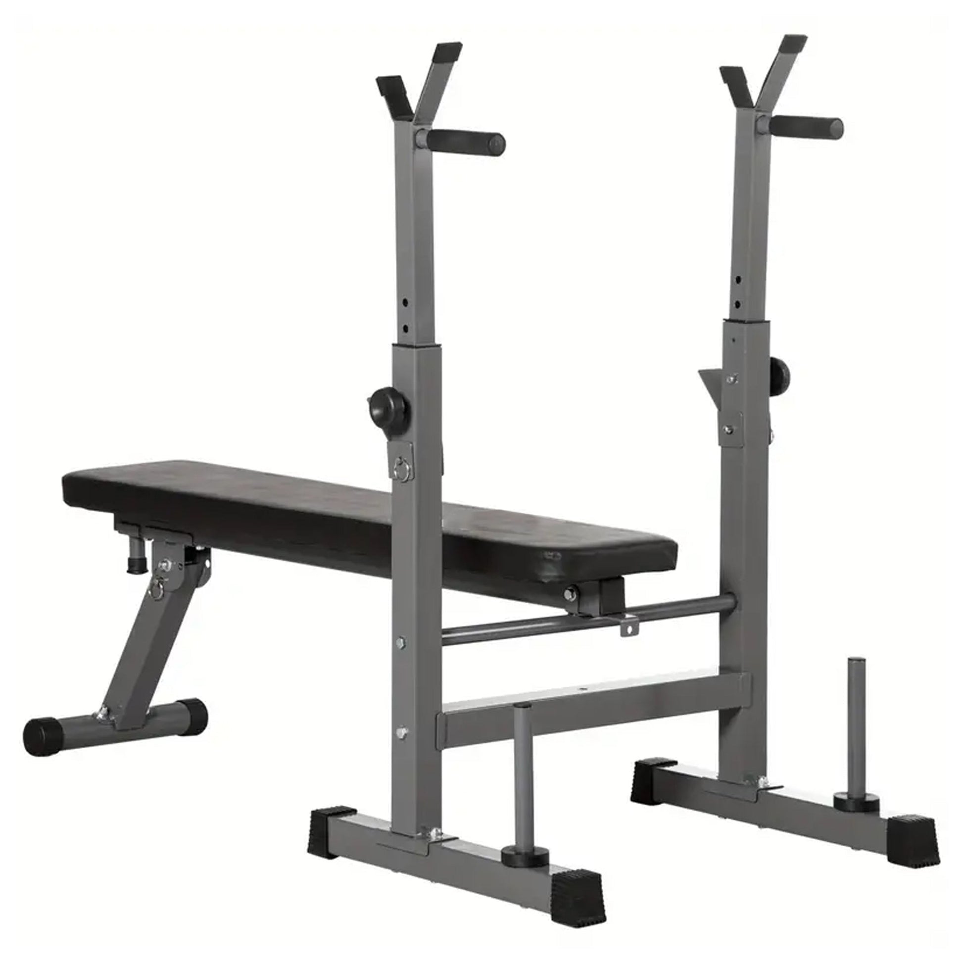 Foldable Adjustable Weight Bench with Barbell Rack & Dip Station – Heavy Duty Steel Frame for Full-Body Strength in Home Gym Spaces