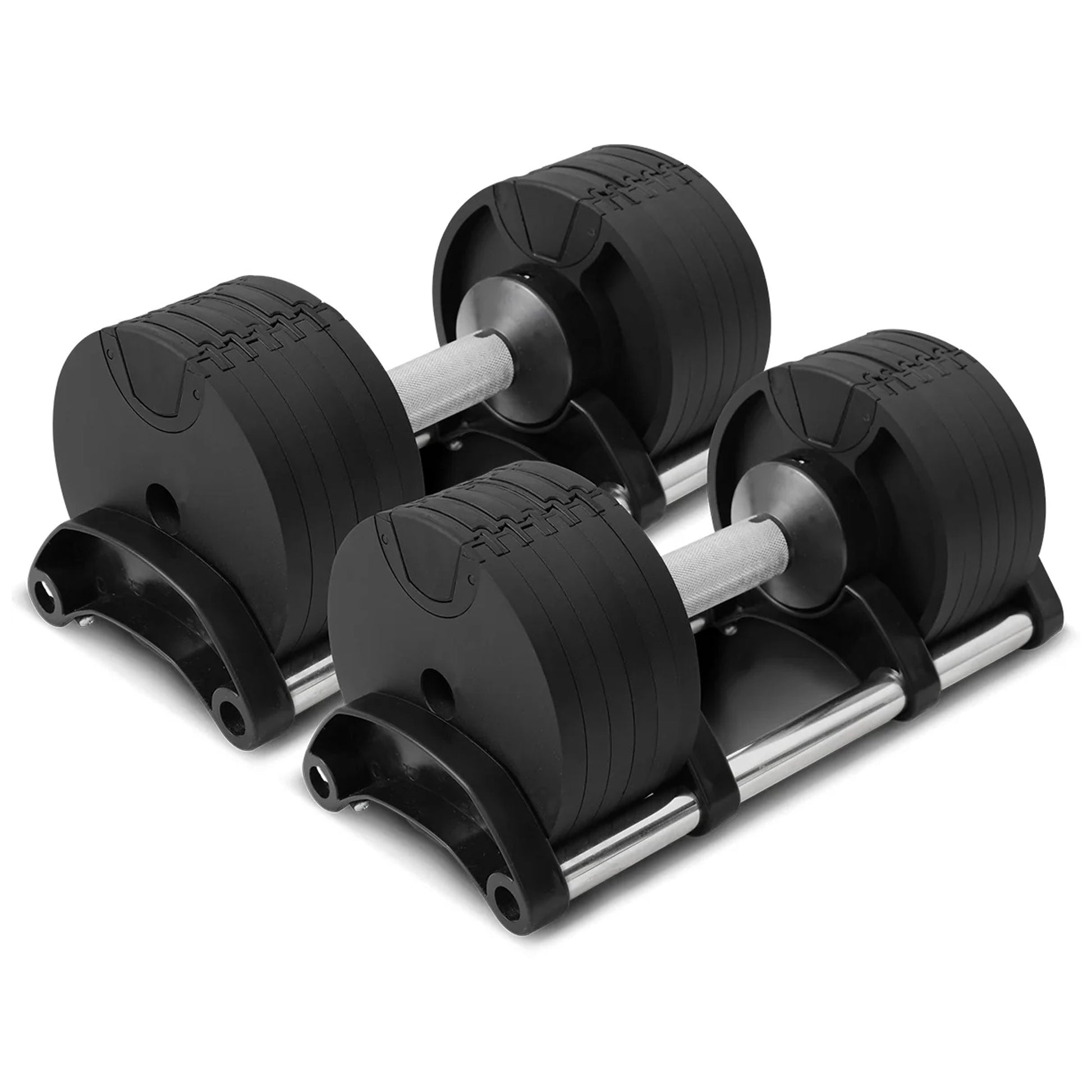 Compact Adjustable Dumbbells 24–45 kg with Steel Round Plates & Quick Dial – Anti-Slip Handle for Home Gym Strength Training and Space-Saving Storage