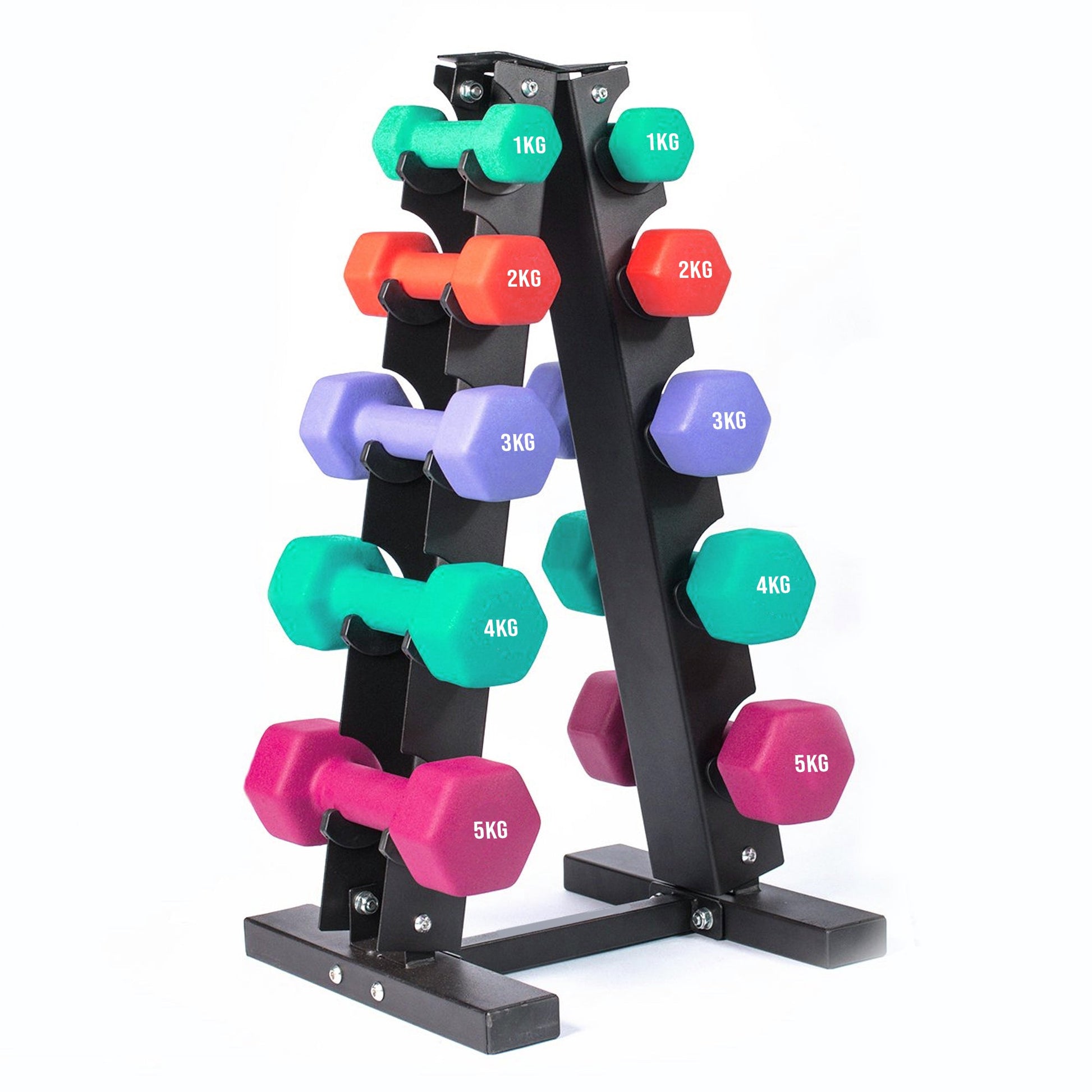 Space Saving Weight Rack – 3, 5 Tier Neoprene Dumbbell Tree Stand, Compact Storage Stand for Home Gym Setups
