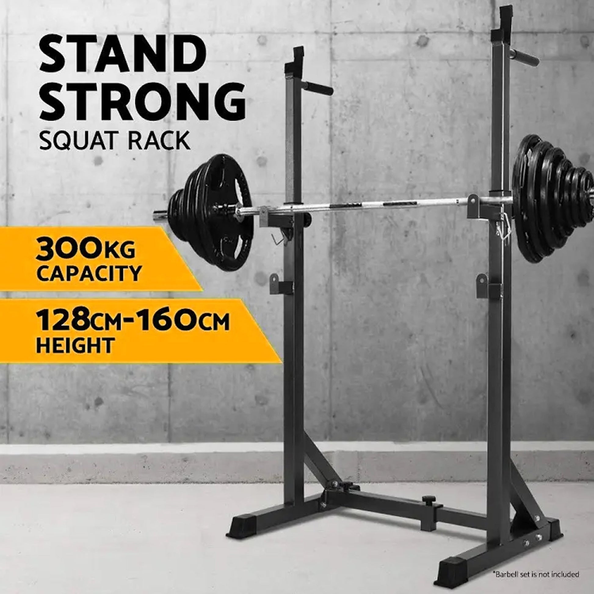 Heavy‑Duty Adjustable Half Squat Rack with Dip Station & Spotters, Reinforced Steel, 200 kg Capacity – Perfect for Home Gym Strength Training & Compact Spaces