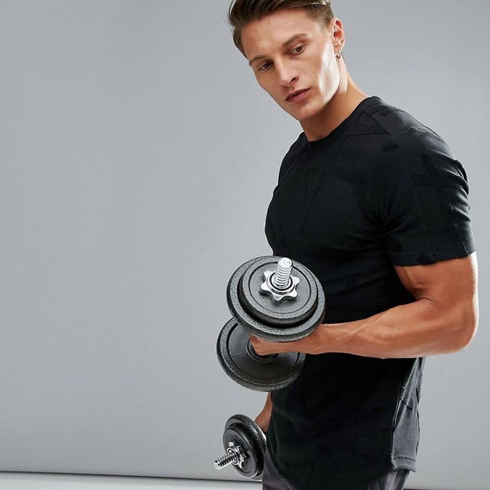 Cast Iron Adjustable Dumbbell & Barbell Set – 65 kg Weight Kit with Knurled Grip for Home Gym, Strength Training, Space‑Saving Fitness