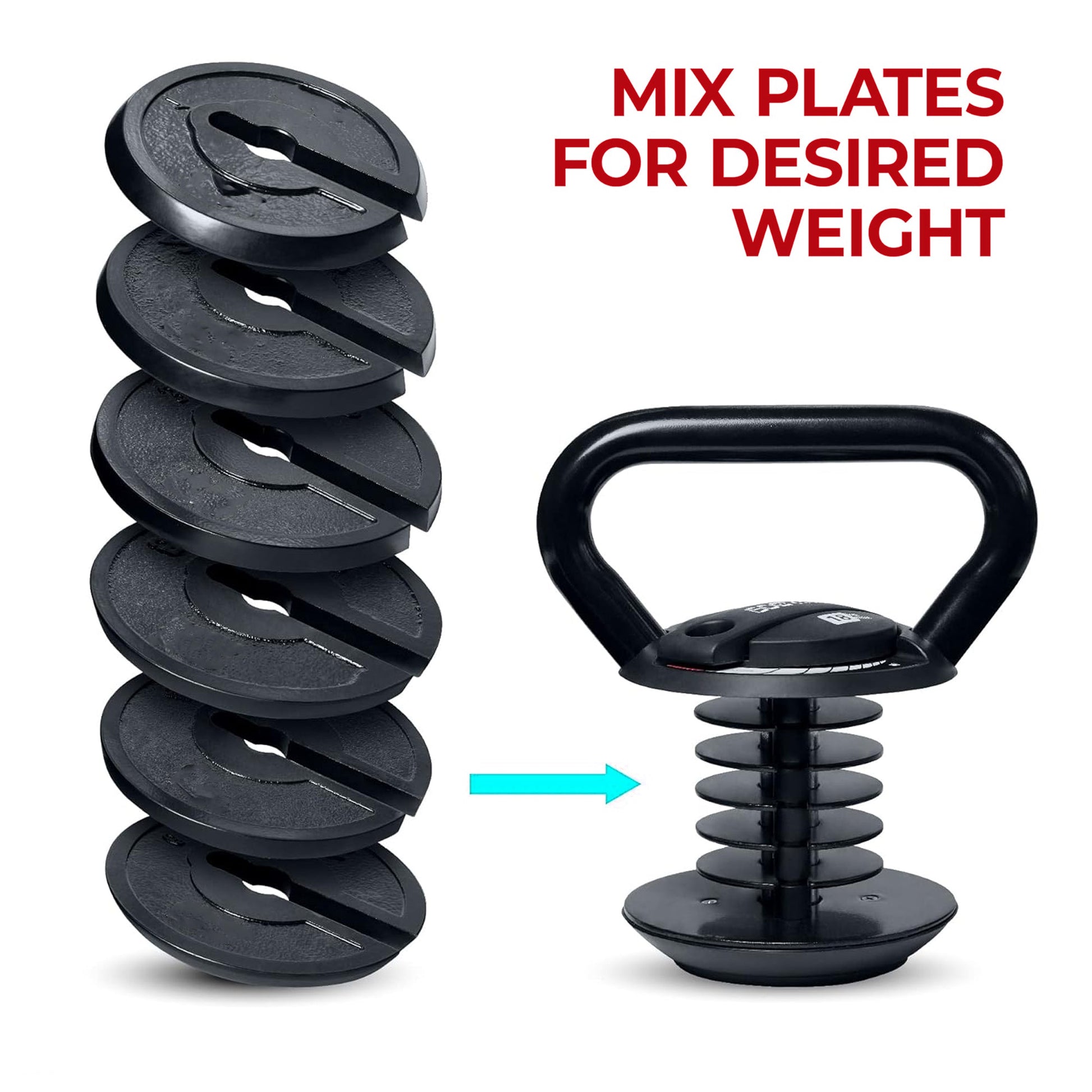 Adjustable Kettlebell 18 Kg | Heavy-Duty Cast Iron with Quick-Lock | Full-Body Strength & Endurance Training | Compact Home Gym Fitness Equipment