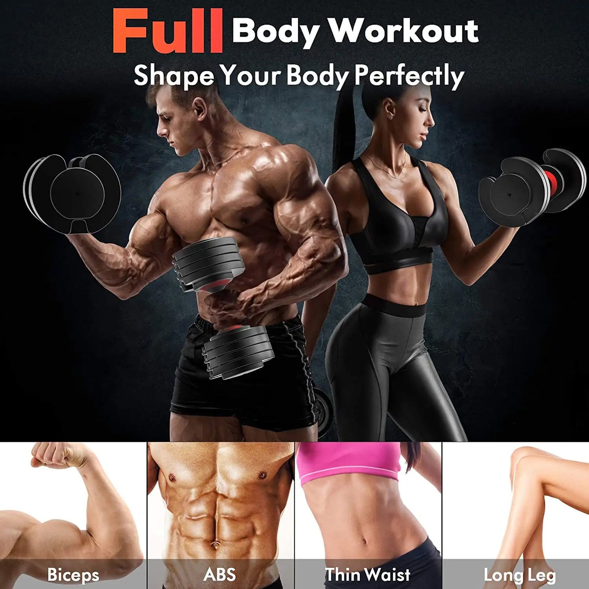 Premium Adjustable Dumbbells 25kg Pair – 10-in-1 Dial System, Anti-Slip Grip, Safety Lock | Ideal for Compact Home Strength Training