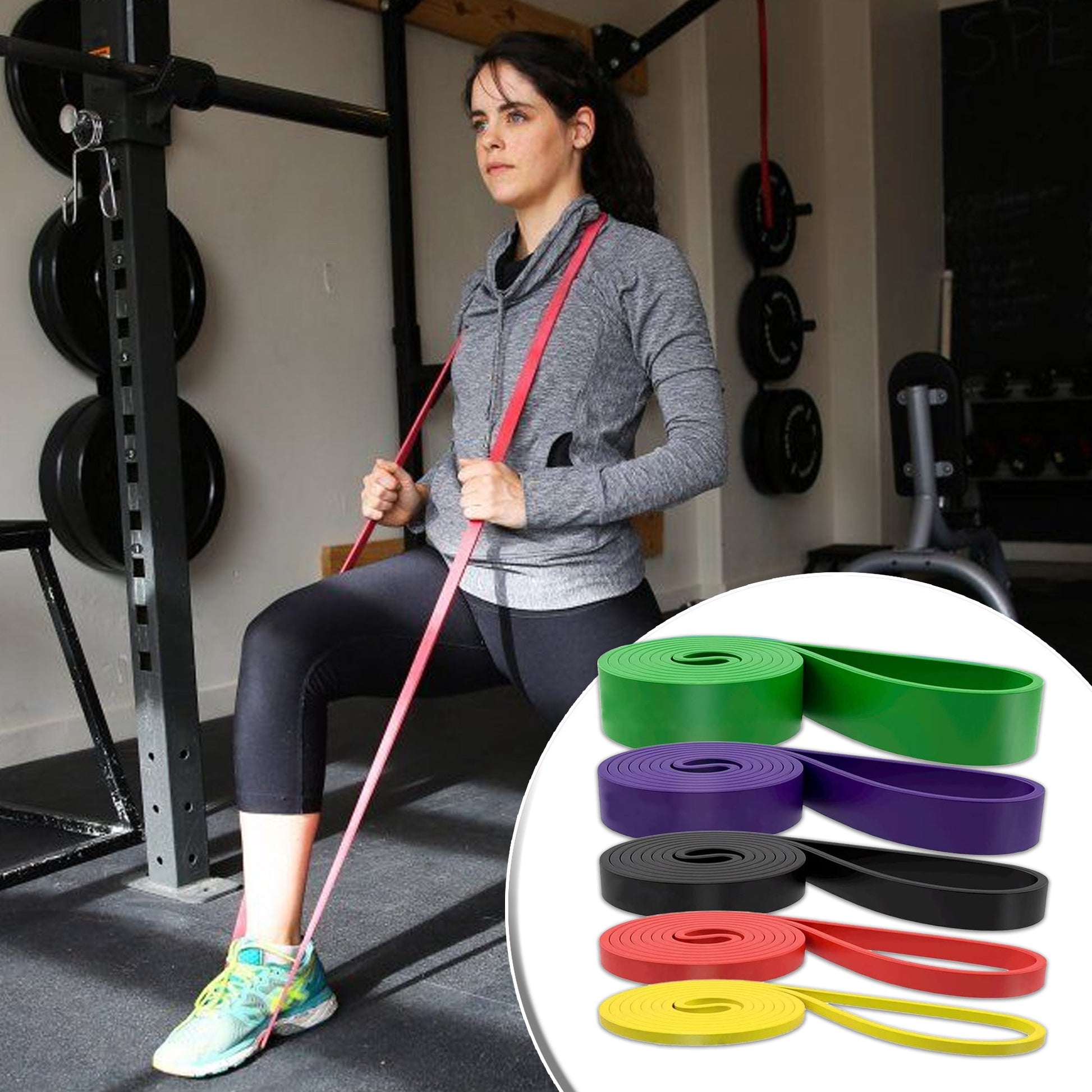 Exercise Resistance Bands – 5-Level Latex Set for Stretching, Pull-Up Support, Powerlifting & Total Body Fitness at Home