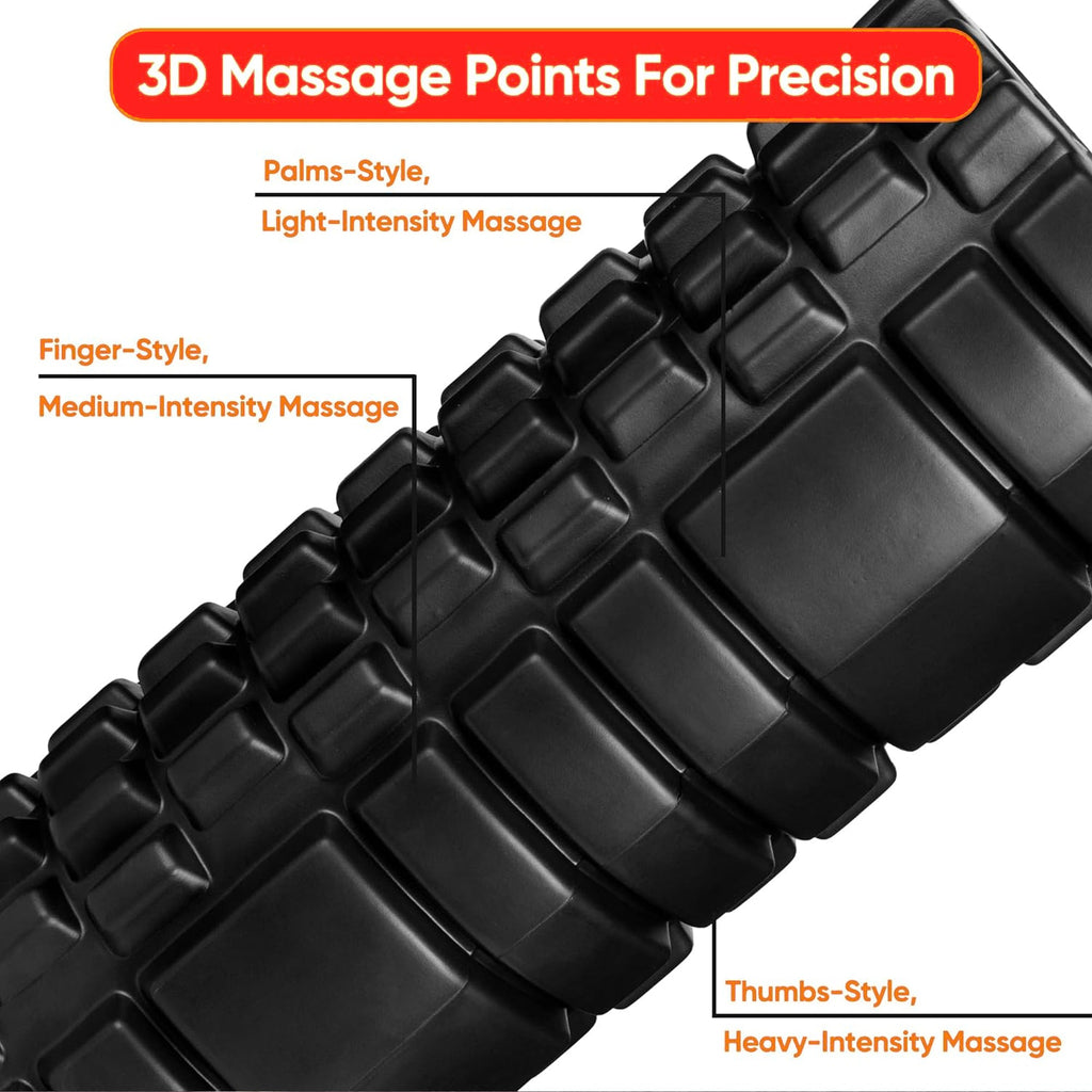 Lightweight EVA Foam Roller – Textured Deep‑Tissue Massage, Muscle Recovery & Back Pain Relief for Home Gym, Portable & Durable
