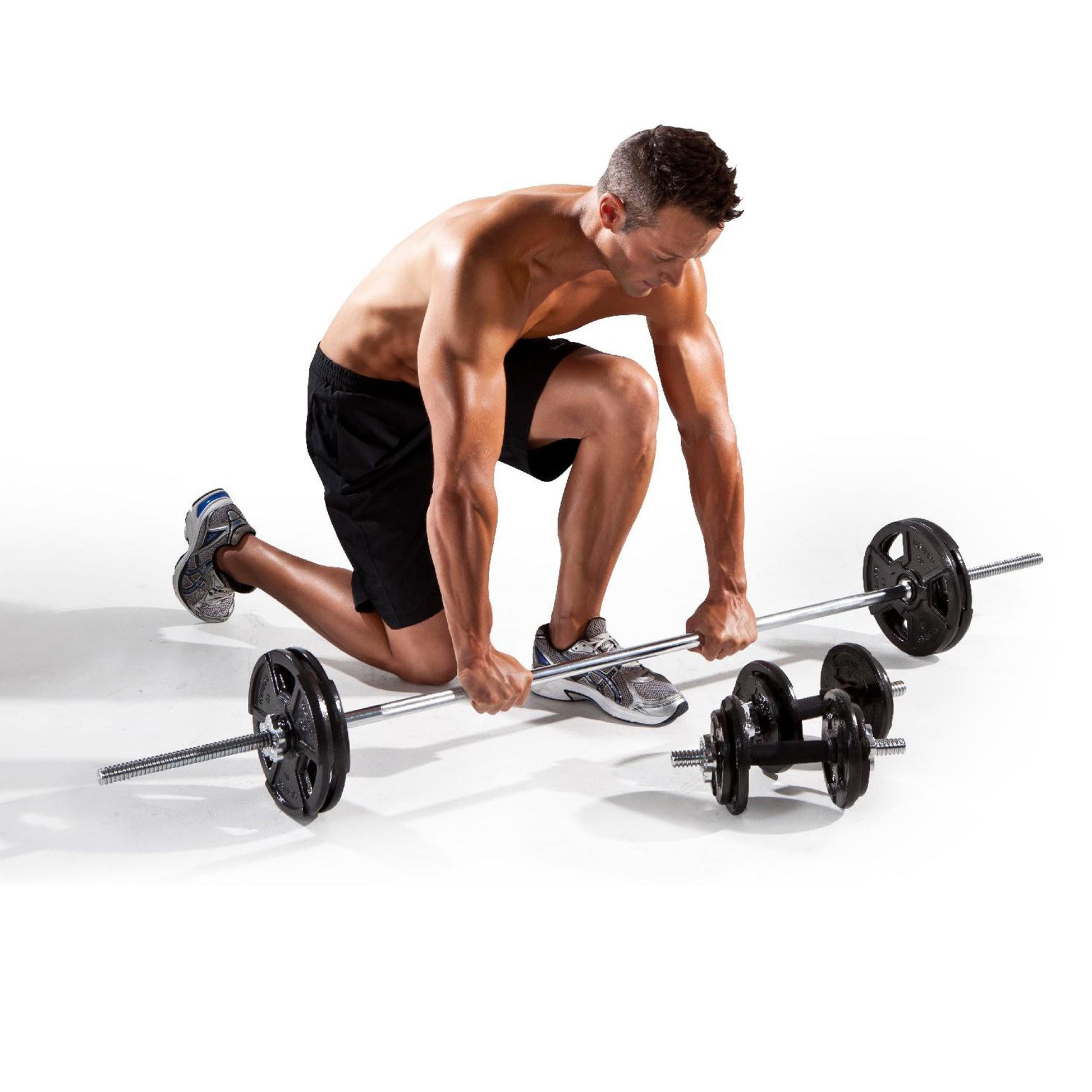 Cast Iron Adjustable Dumbbell & Barbell Set – 65 kg Weight Kit with Knurled Grip for Home Gym, Strength Training, Space‑Saving Fitness