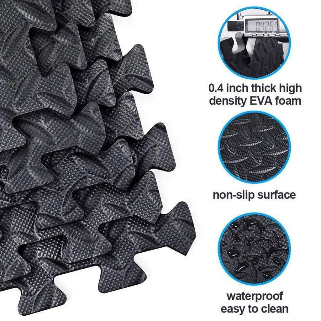 10 mm EVA Puzzle Interlocking Foam Tiles – Durable Non‑Slip Gym Flooring Mat, Black Modular Home Fitness Surface