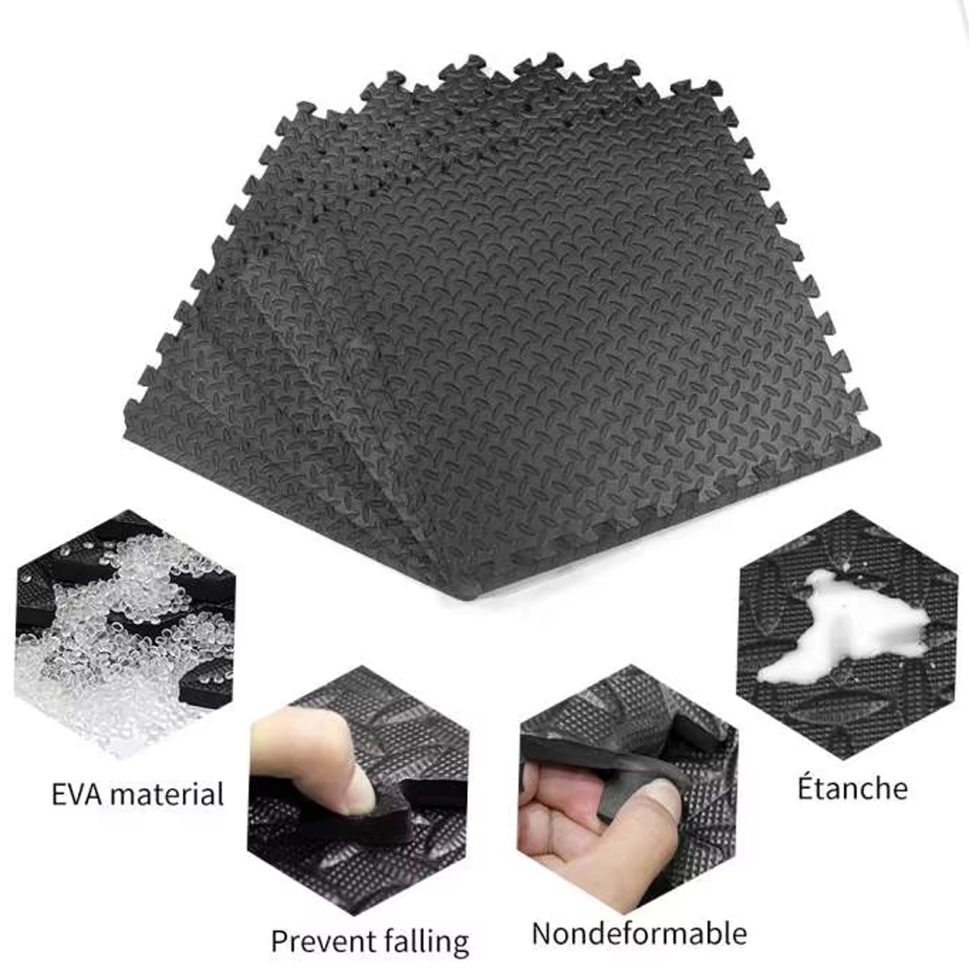 10 mm EVA Puzzle Interlocking Foam Tiles – Durable Non‑Slip Gym Flooring Mat, Black Modular Home Fitness Surface