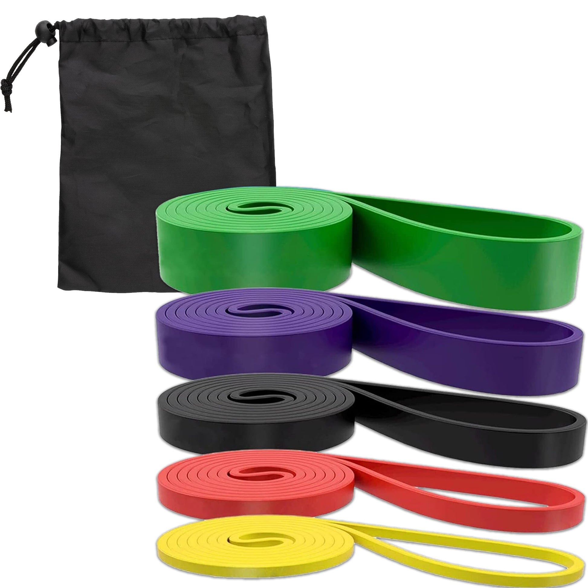Exercise Resistance Bands – 5-Level Latex Set for Stretching, Pull-Up Support, Powerlifting & Total Body Fitness at Home