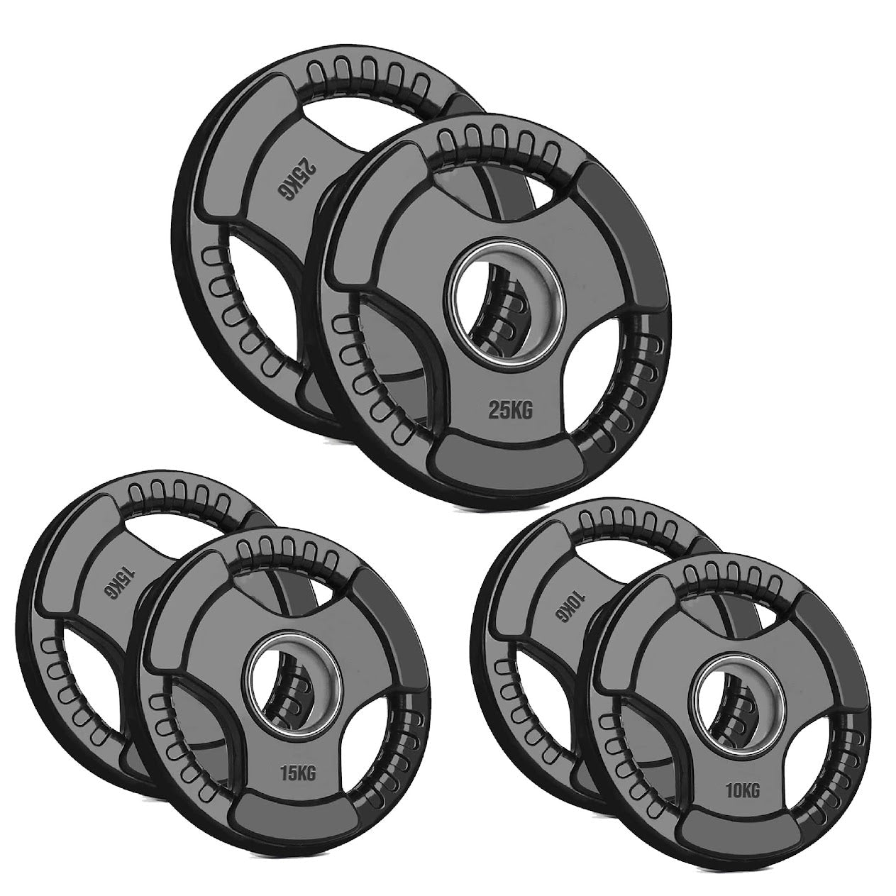 Rubber Coated Tri-Grip Weight Plate – 2” Olympic Cast Iron Plate for Barbell, Dumbbell, Deadlifts & Home Strength Training – Ideal for Home Gym Use