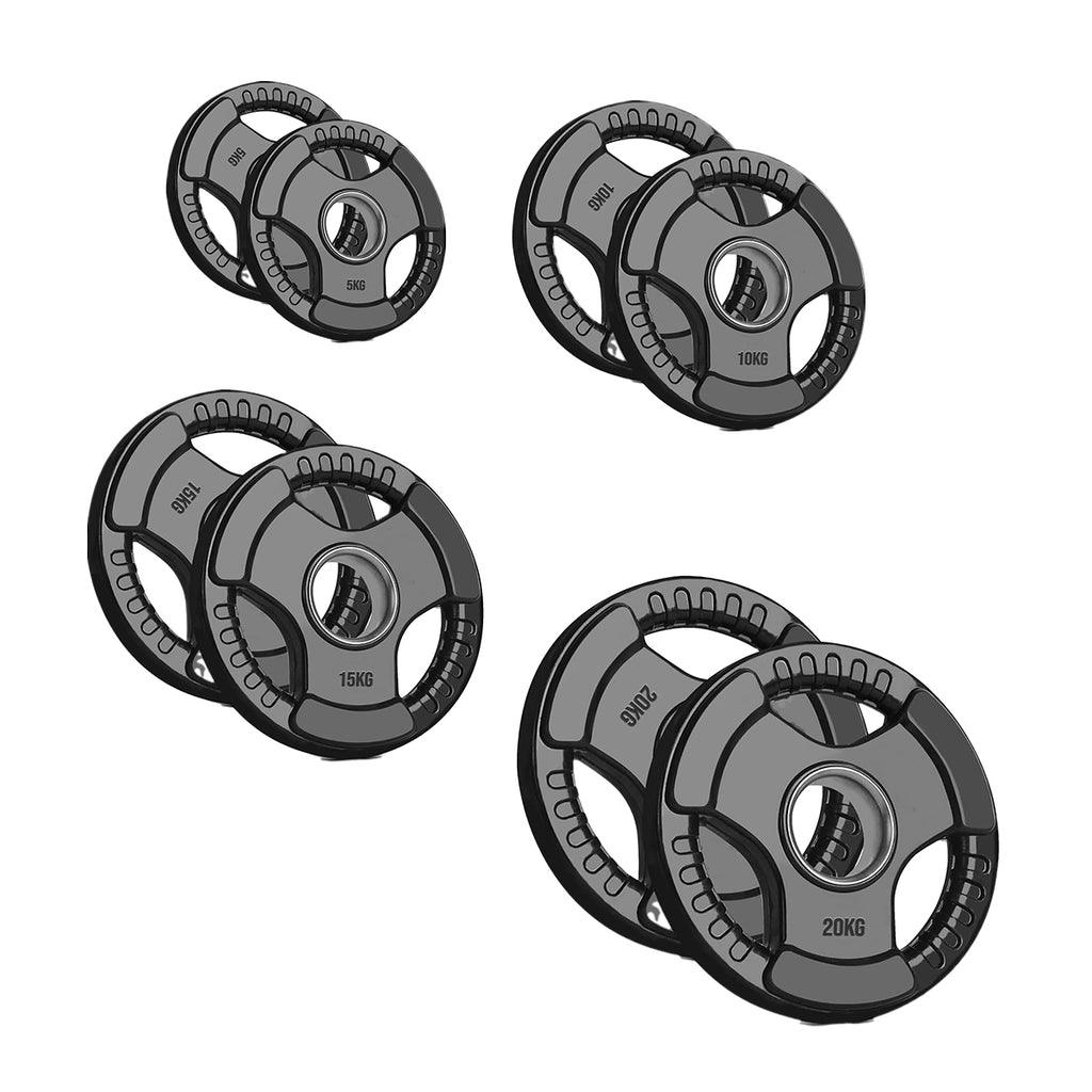 Rubber Coated Tri-Grip Weight Plate – 2” Olympic Cast Iron Plate for Barbell, Dumbbell, Deadlifts & Home Strength Training – Ideal for Home Gym Use