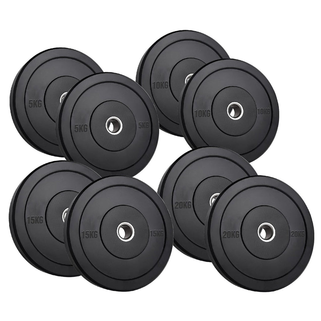 Heavy Duty Olympic Bumper Plates - Rubber Coated Weight Discs - Optional Barbells & Clips - Strength Training in Home Gyms or Garage Setups