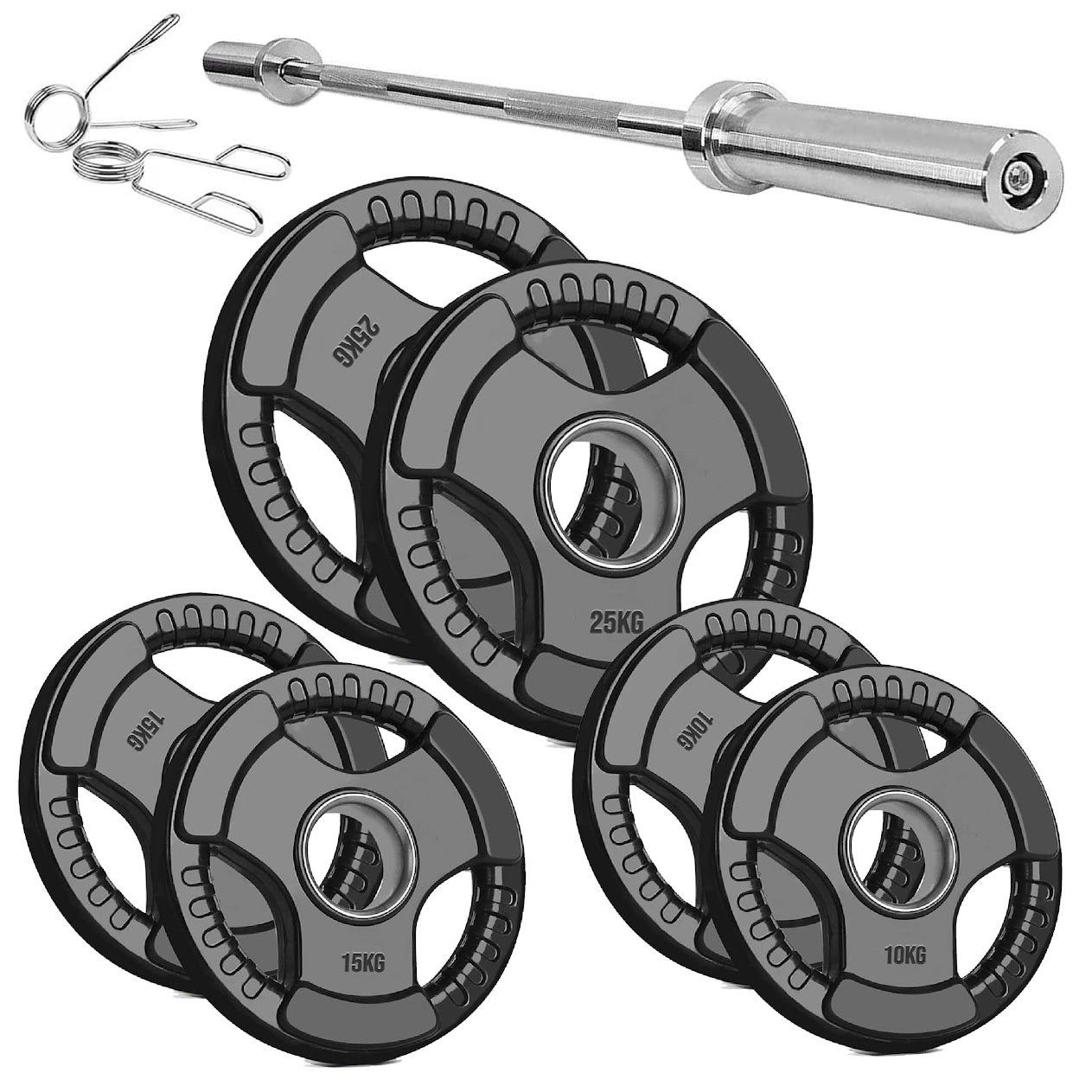Rubber Coated Tri-Grip Weight Plate – 2” Olympic Cast Iron Plate for Barbell, Dumbbell, Deadlifts & Home Strength Training – Ideal for Home Gym Use
