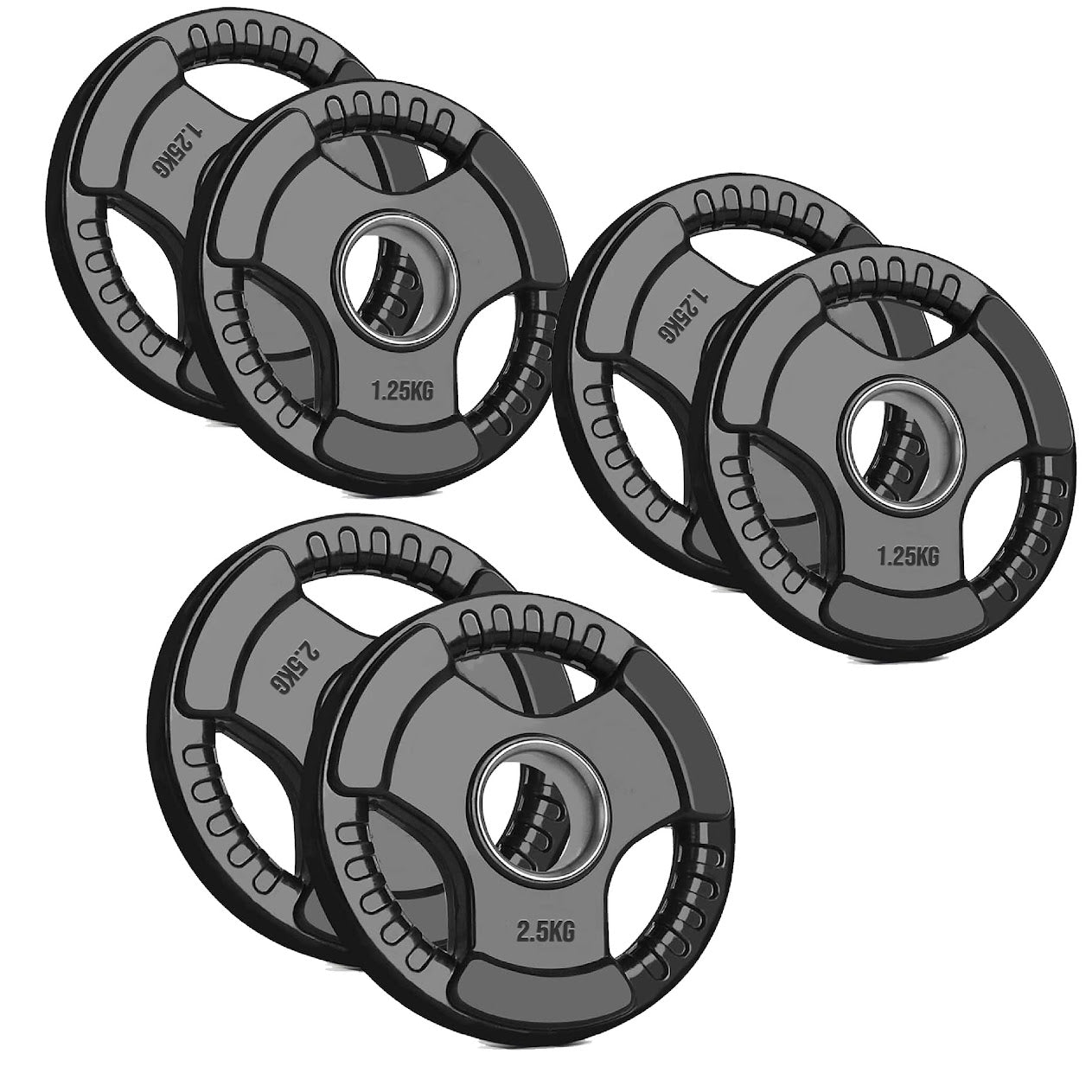 Rubber Coated Tri-Grip Weight Plate – 2” Olympic Cast Iron Plate for Barbell, Dumbbell, Deadlifts & Home Strength Training – Ideal for Home Gym Use