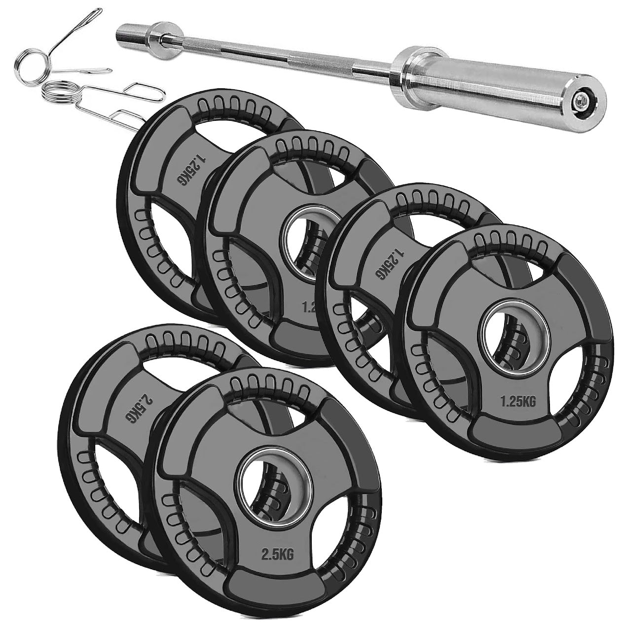 Rubber Coated Tri-Grip Weight Plate – 2” Olympic Cast Iron Plate for Barbell, Dumbbell, Deadlifts & Home Strength Training – Ideal for Home Gym Use