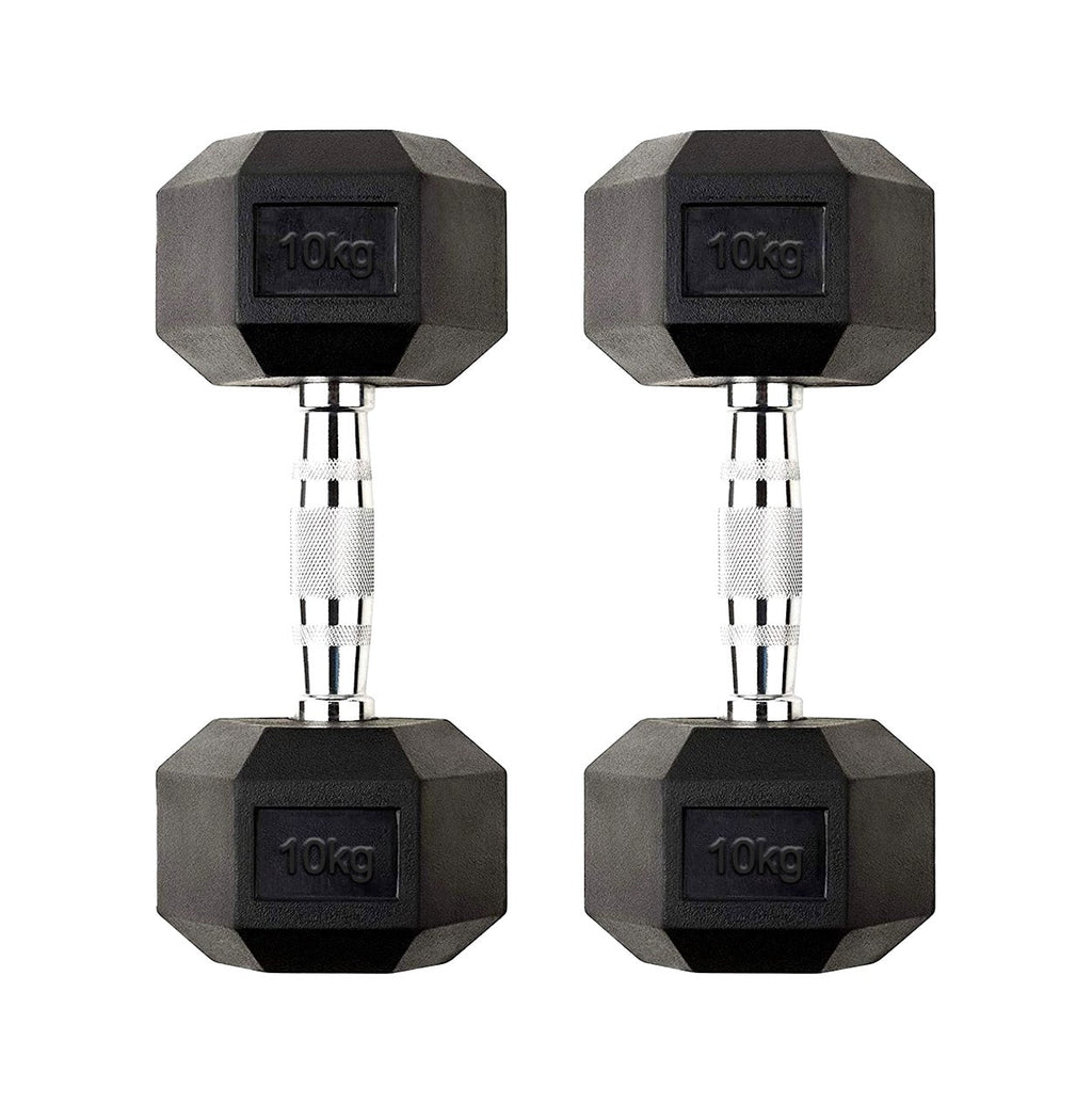 Hex Dumbbells Pairs & Sets (2.5kg–60kg) – Rubber-Coated, Anti-Roll, Knurled Steel Grip – Strength Training Weights for Home Gym or Studio