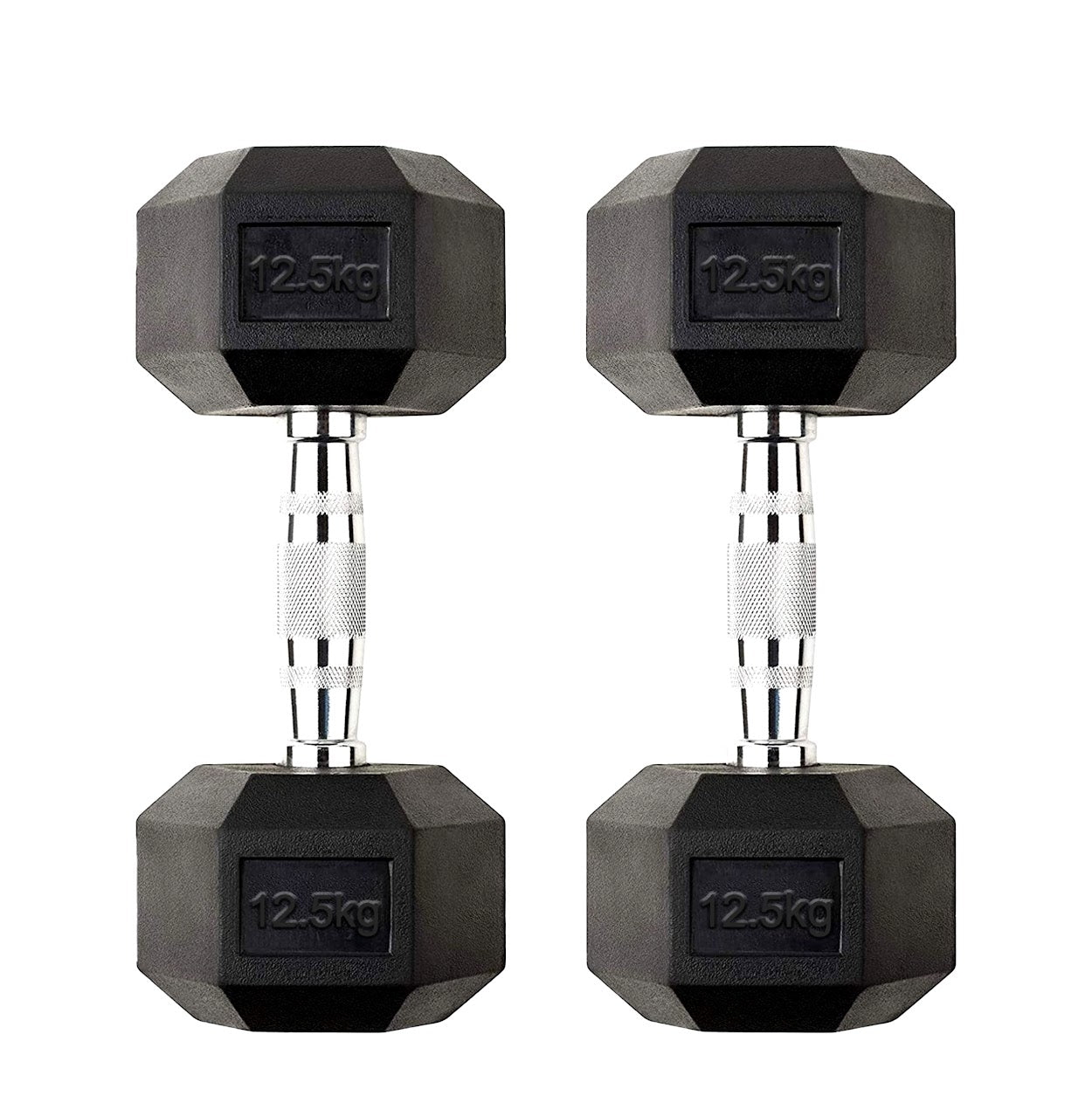 Hex Dumbbells Pairs & Sets (2.5kg–60kg) – Rubber-Coated, Anti-Roll, Knurled Steel Grip – Strength Training Weights for Home Gym or Studio