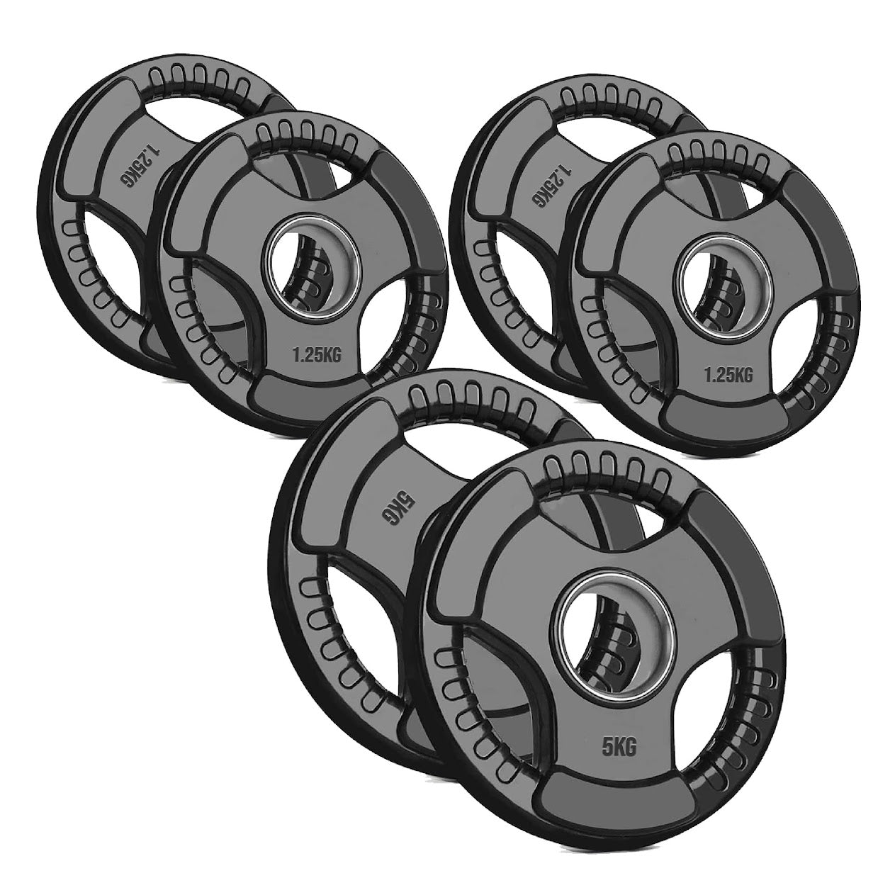 Rubber Coated Tri-Grip Weight Plate – 2” Olympic Cast Iron Plate for Barbell, Dumbbell, Deadlifts & Home Strength Training – Ideal for Home Gym Use