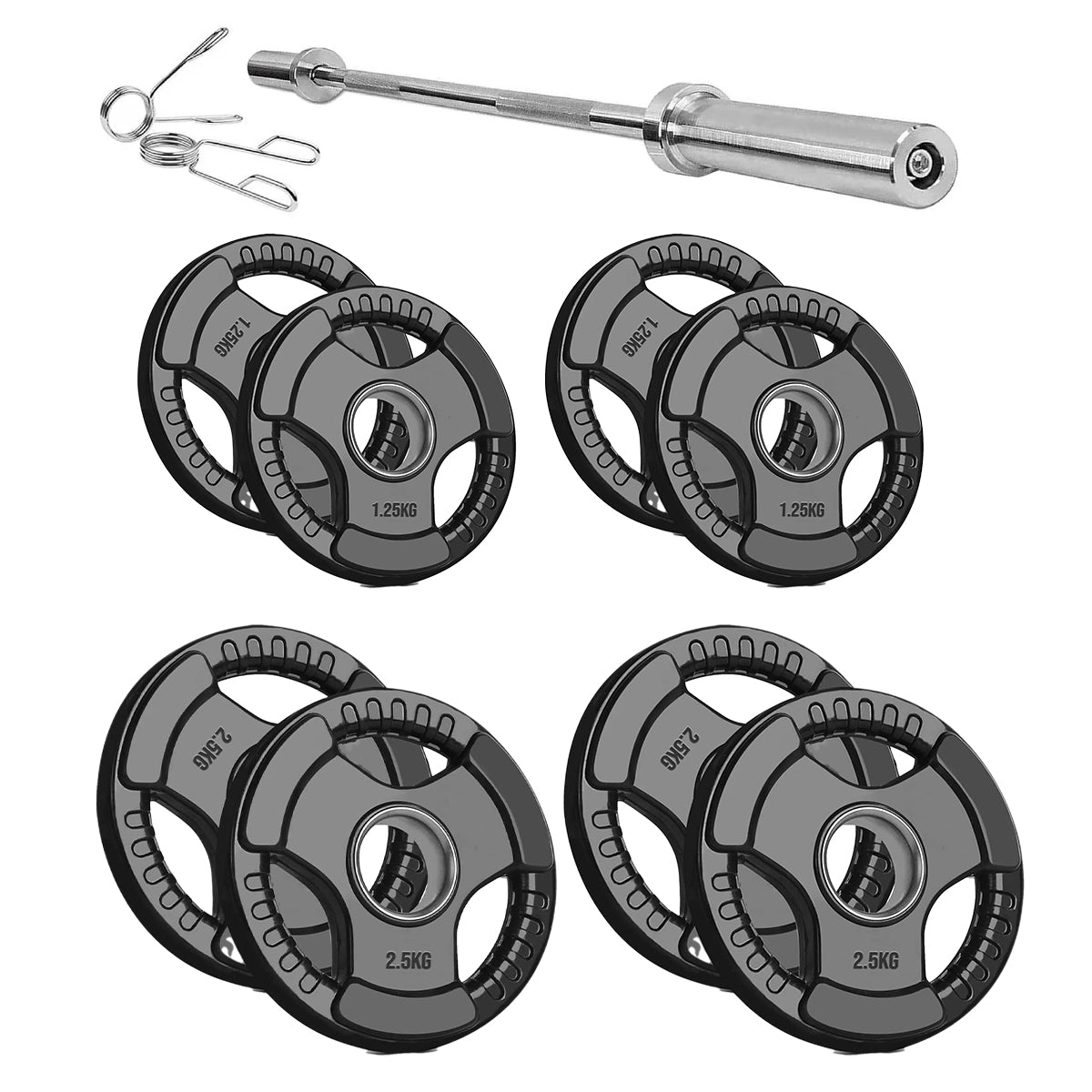 Rubber Coated Tri-Grip Weight Plate – 2” Olympic Cast Iron Plate for Barbell, Dumbbell, Deadlifts & Home Strength Training – Ideal for Home Gym Use