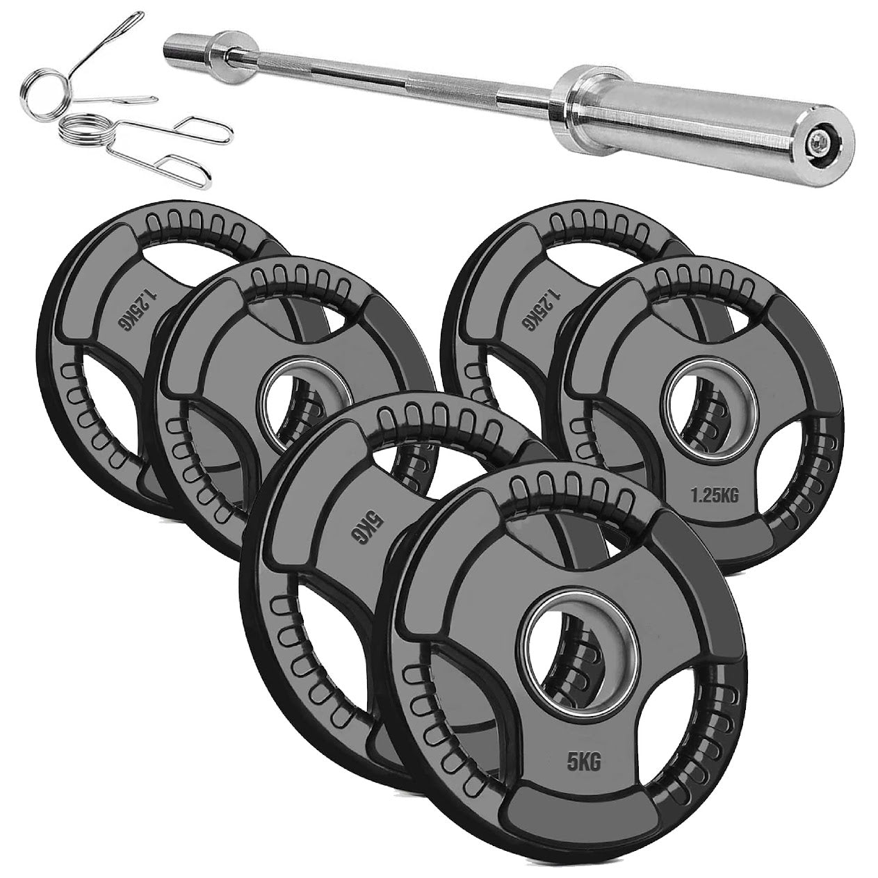 Rubber Coated Tri-Grip Weight Plate – 2” Olympic Cast Iron Plate for Barbell, Dumbbell, Deadlifts & Home Strength Training – Ideal for Home Gym Use