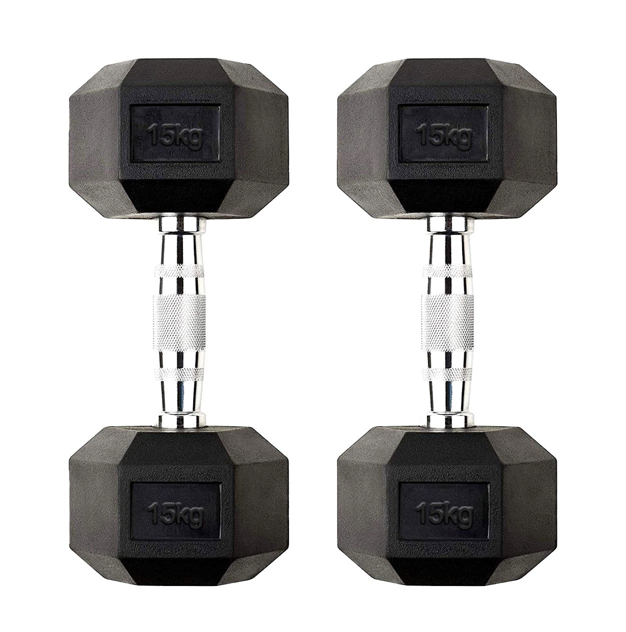 Hex Dumbbells Pairs & Sets (2.5kg–60kg) – Rubber-Coated, Anti-Roll, Knurled Steel Grip – Strength Training Weights for Home Gym or Studio